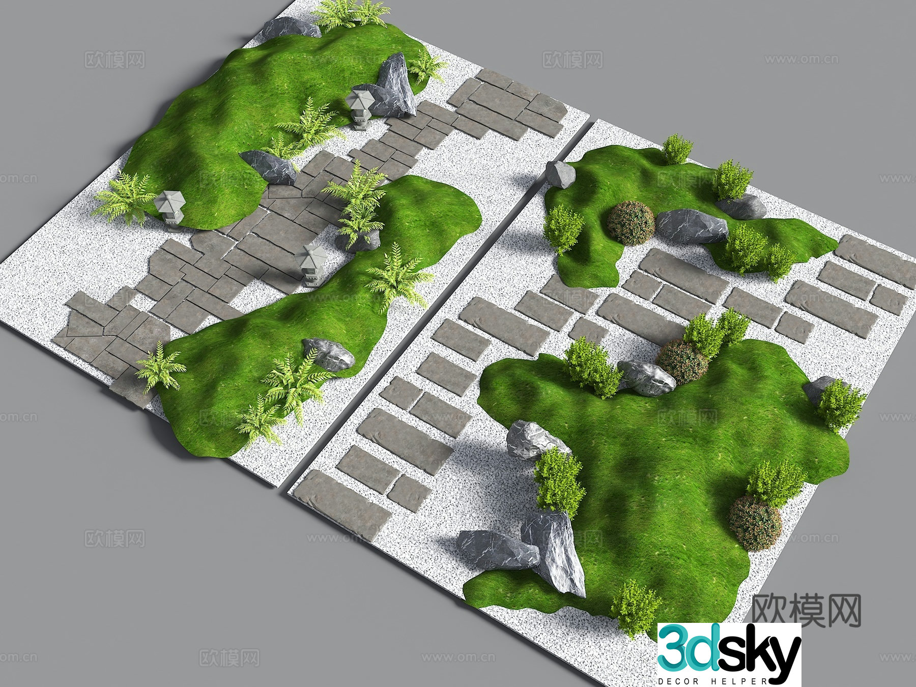 Modern micro-terrain grass slope hill bun small soil slope dry landscape green island courtyard landscape landscape 3d model
