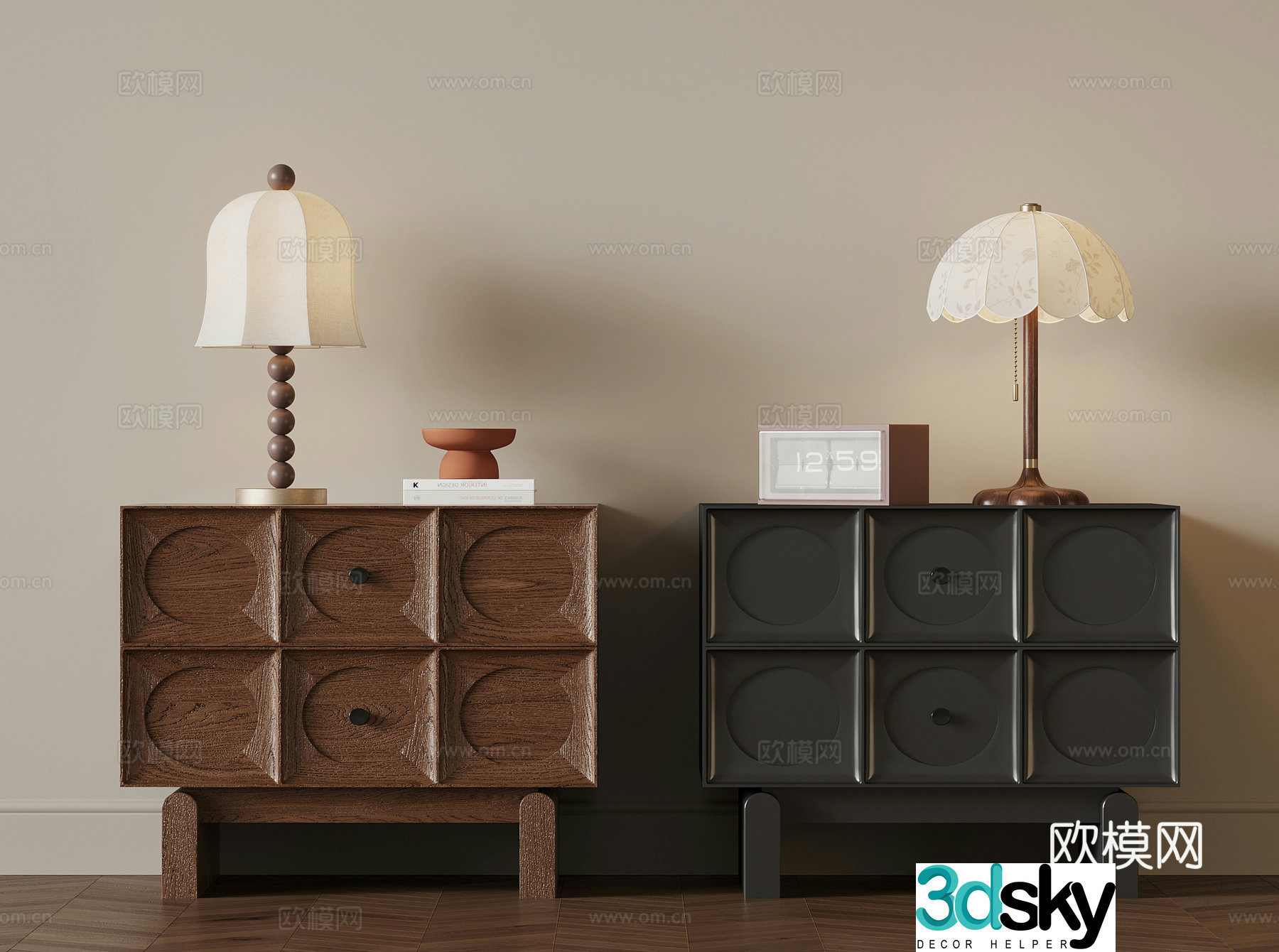 Middle-aged bedside table lamp 3d model