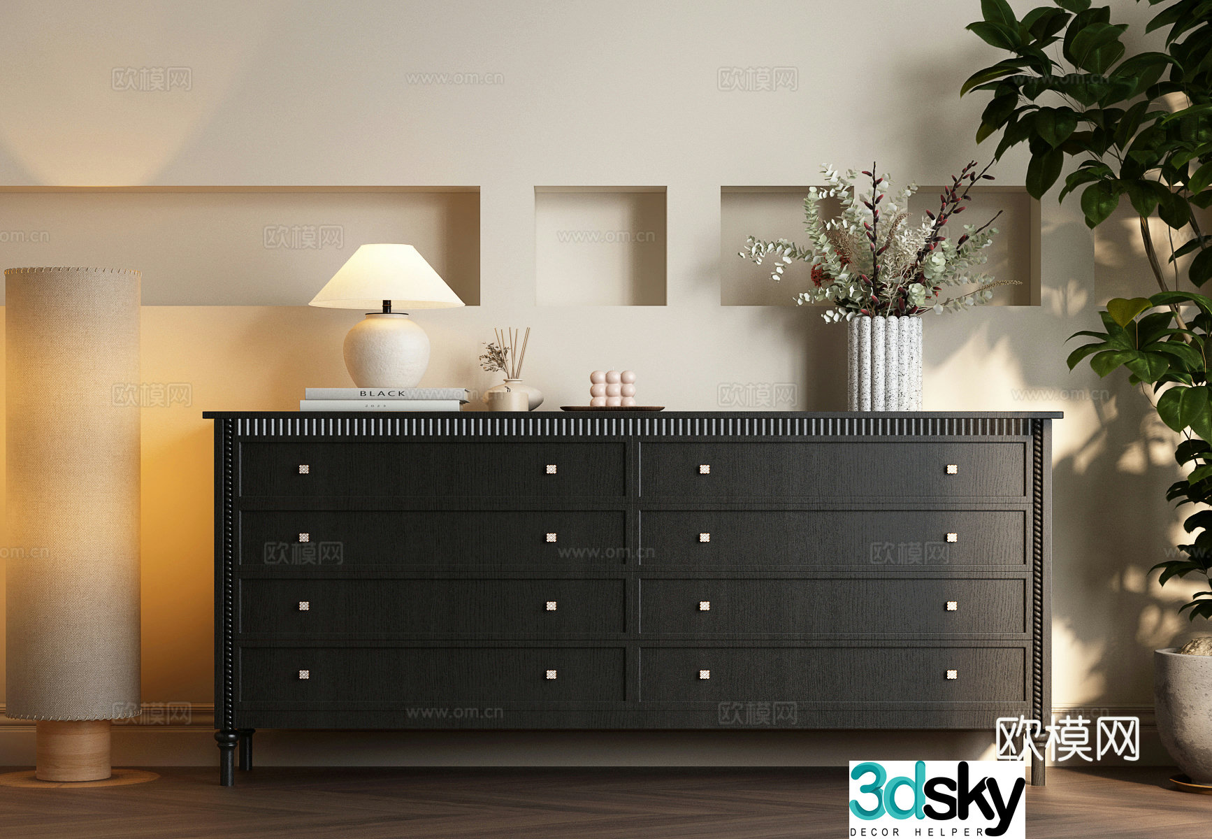 American decorative cabinet American sideboard American sideboard 3D model