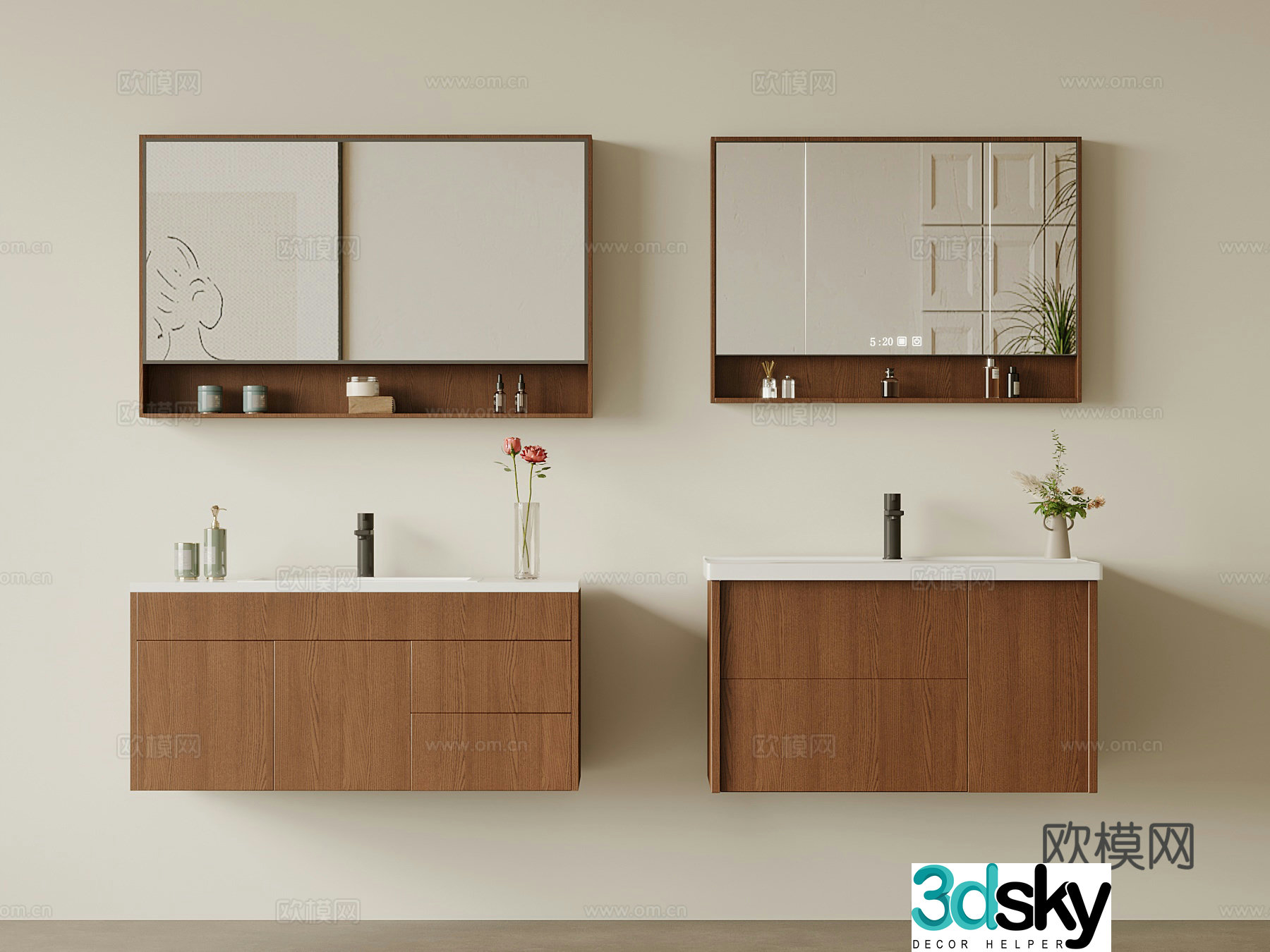 Middle-aged style bathroom cabinet 3d model
