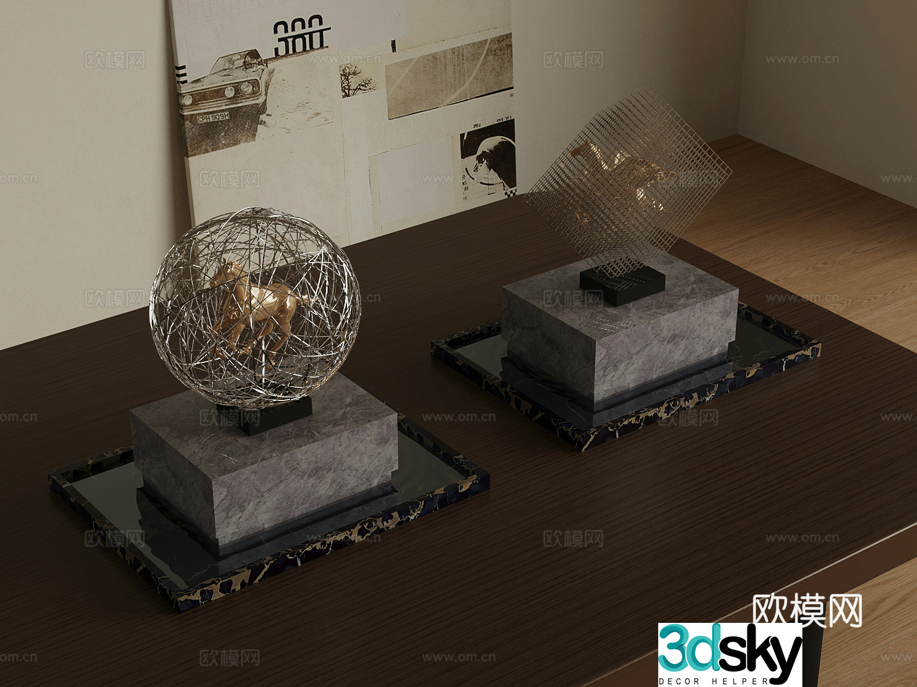 Modern cage animal sculpture 3d model