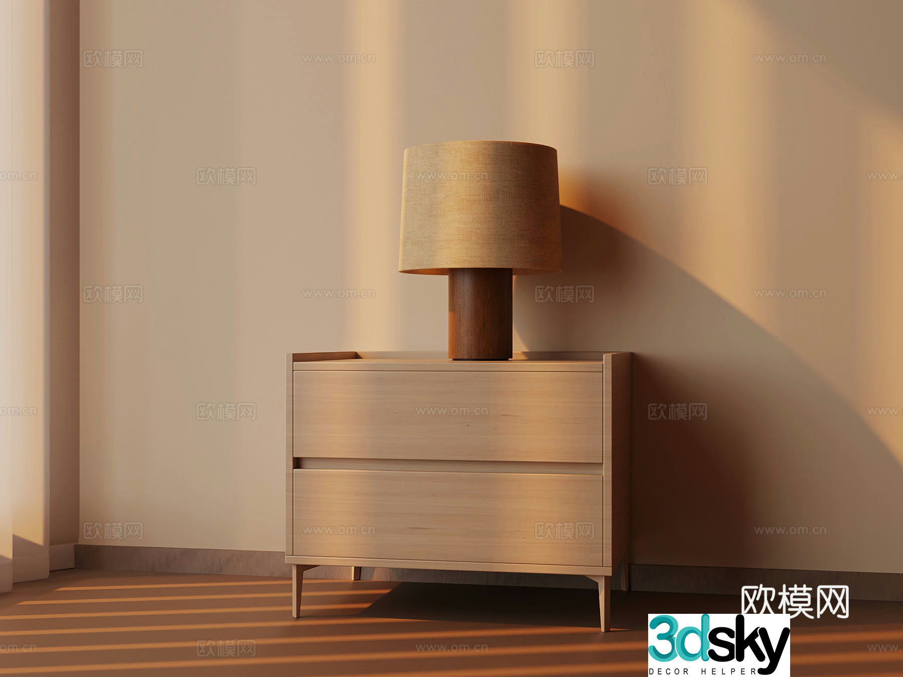 Modern simple bedside table lamp 3d model