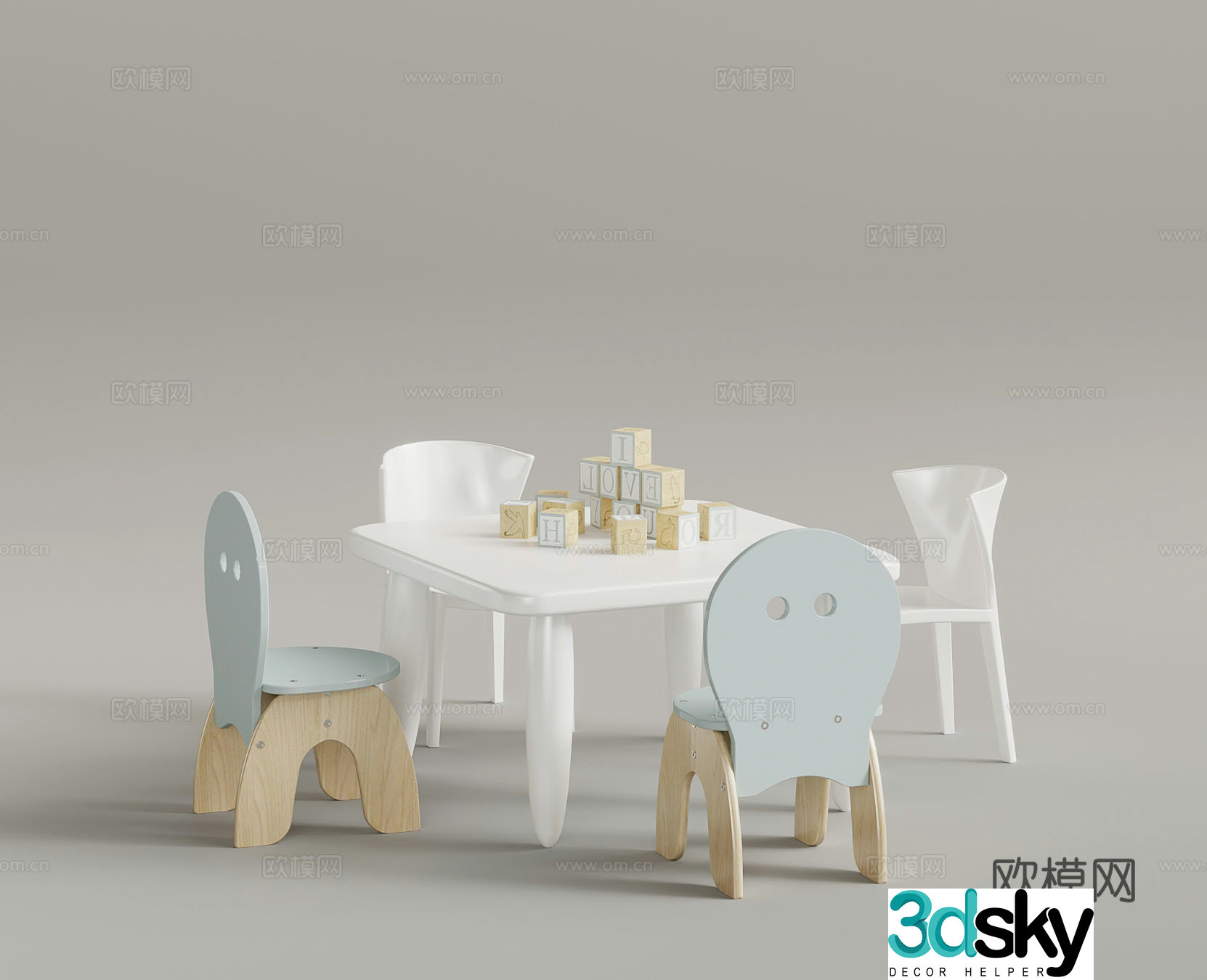 Modern children’s table 3d model