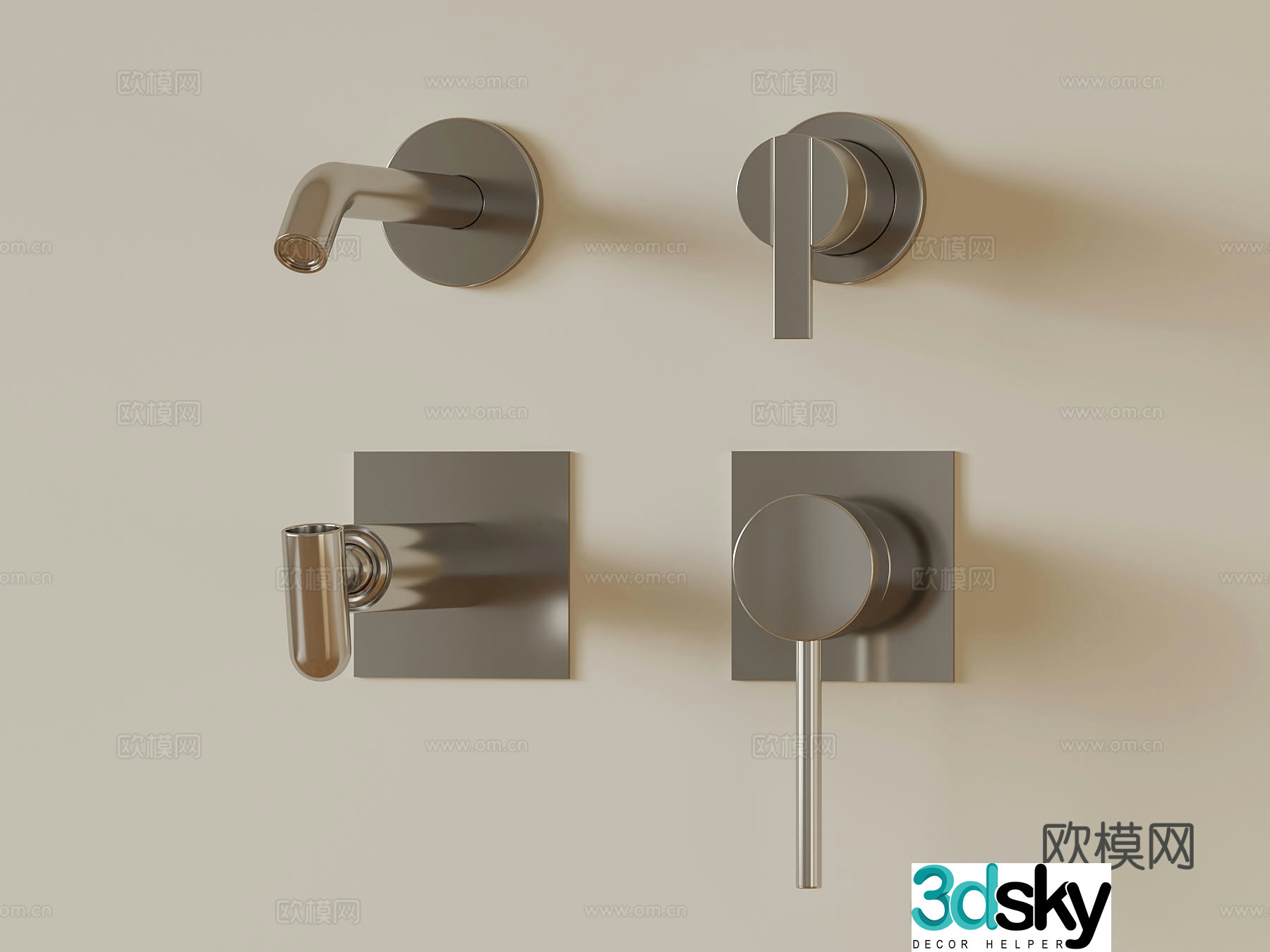 Modern wall drain faucet 3d model
