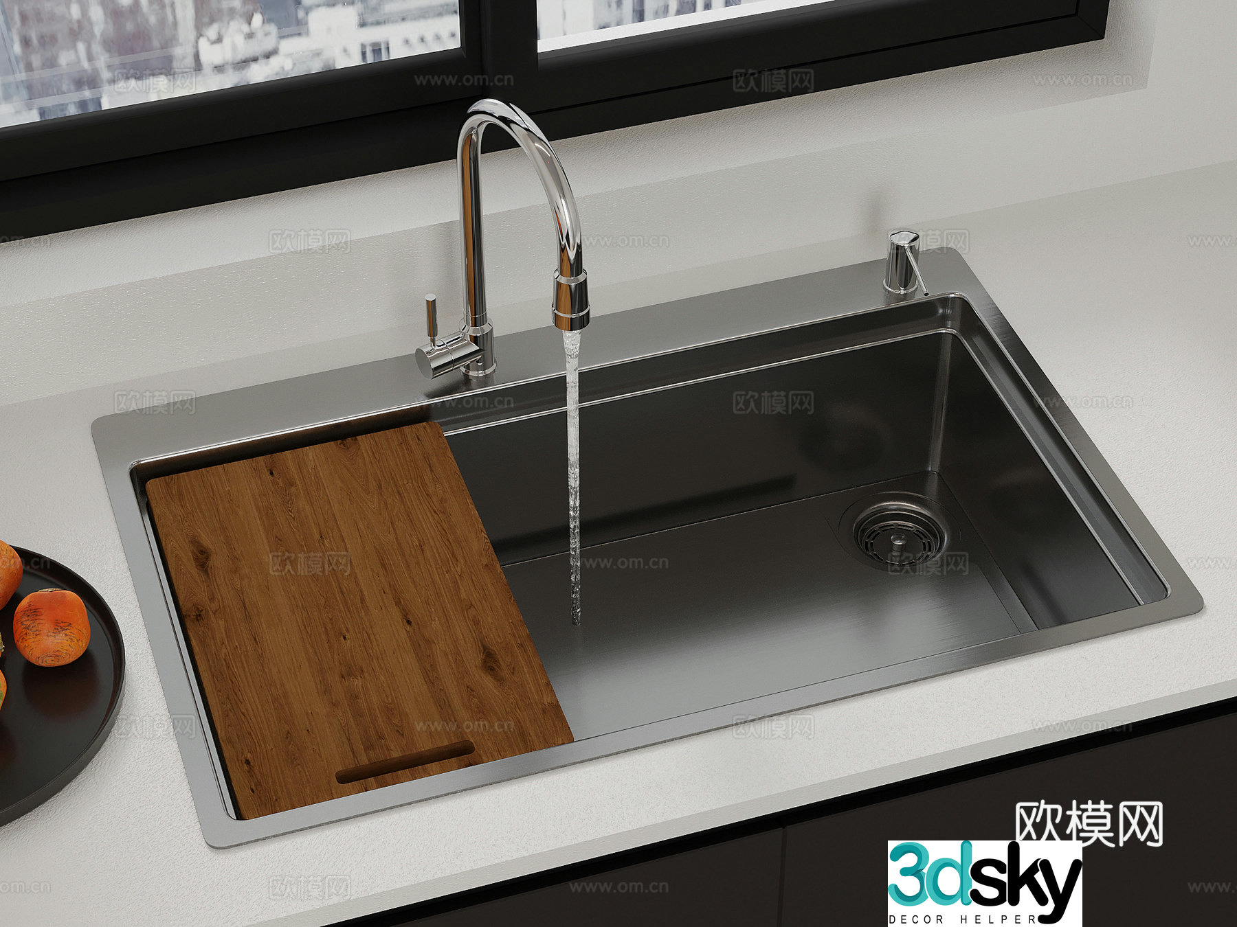 Sink Modern Washing Basin Sink Large Single Tank Water Basin 3D Model
