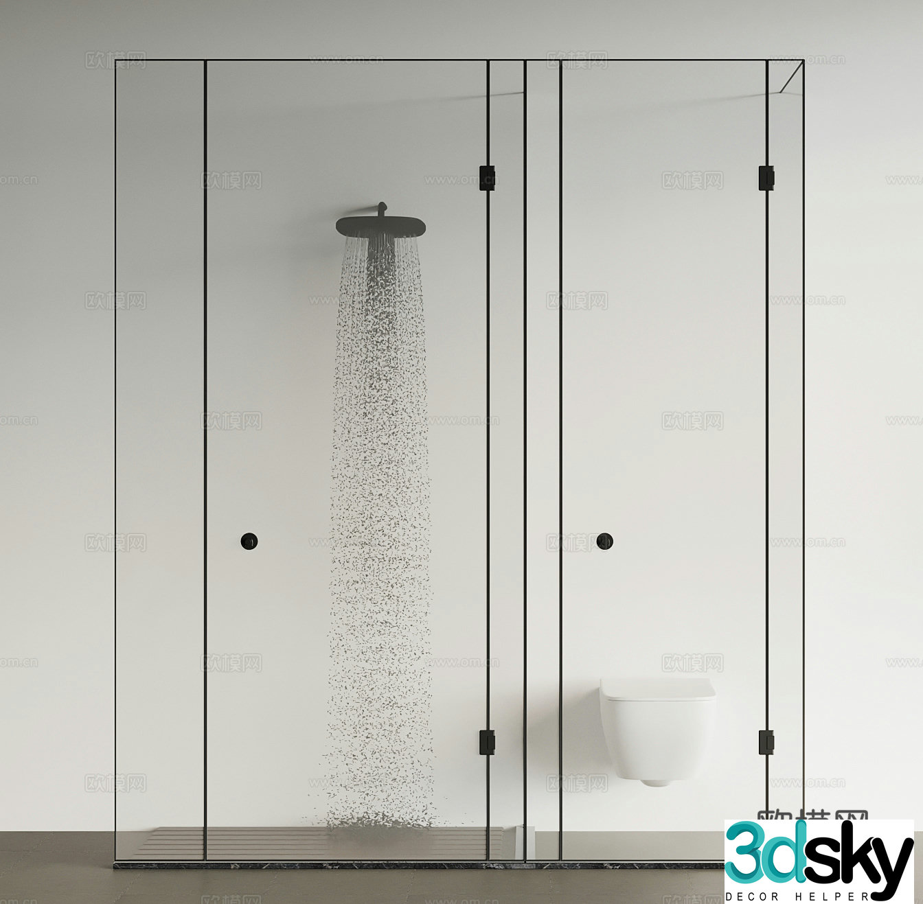Rain partition shower 3d model
