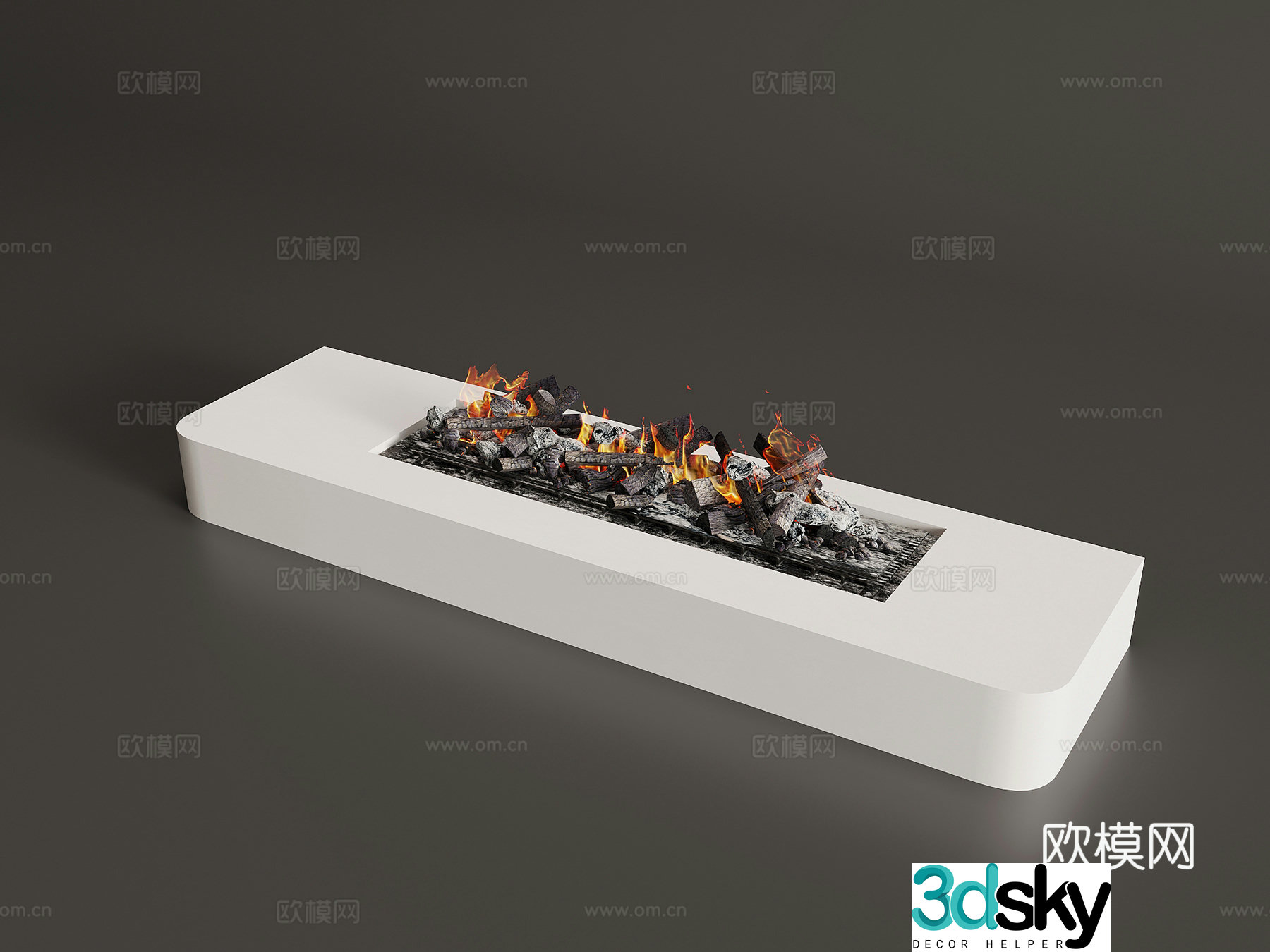 Modern fireplace Electronic fireplace Flame 3d model