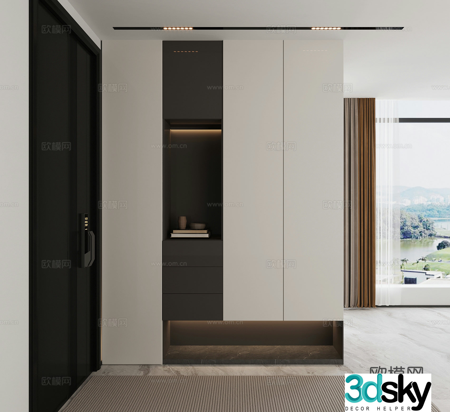Modern door entrance shoe cabinet 3D model