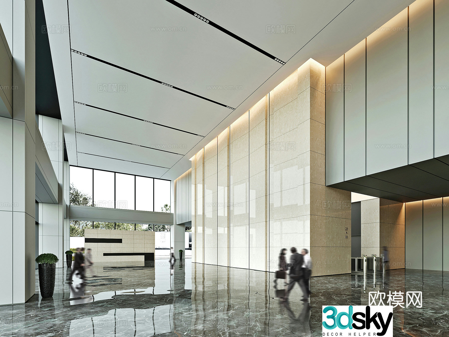 Office hall 3d model