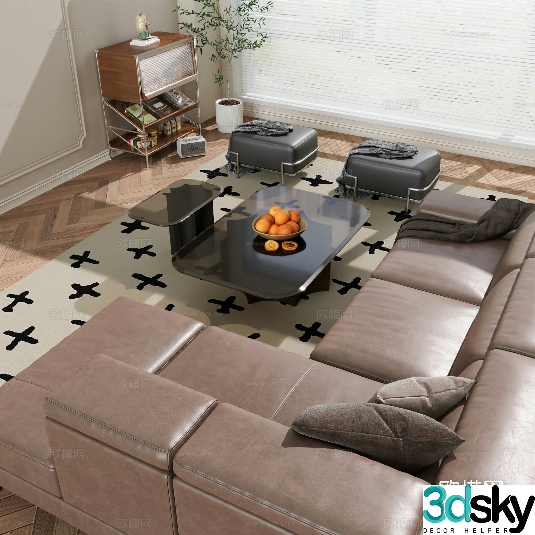 Modern sofa combination sofa coffee table combination 3D model