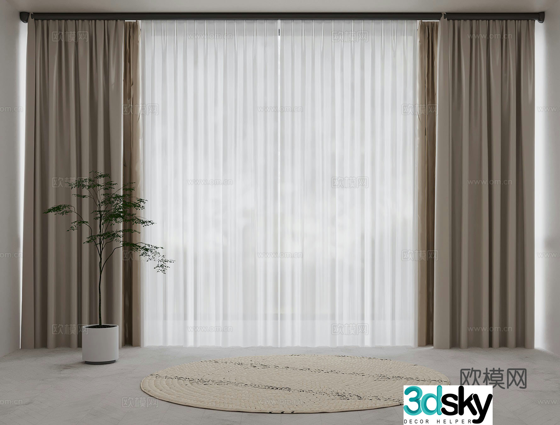 Modern universal curtain 3d model