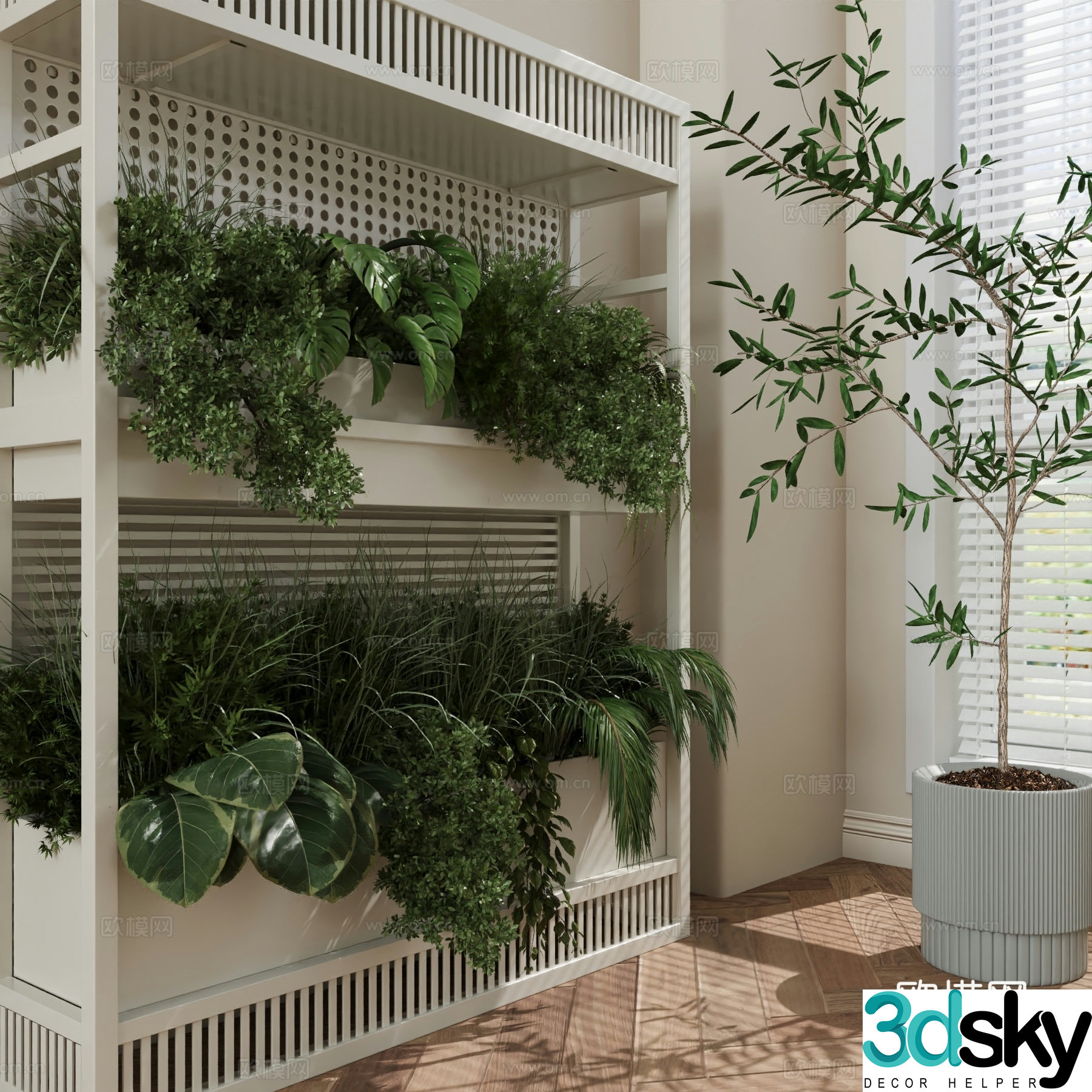 Flower box modern plant cabinet double-layer flower box 3D model