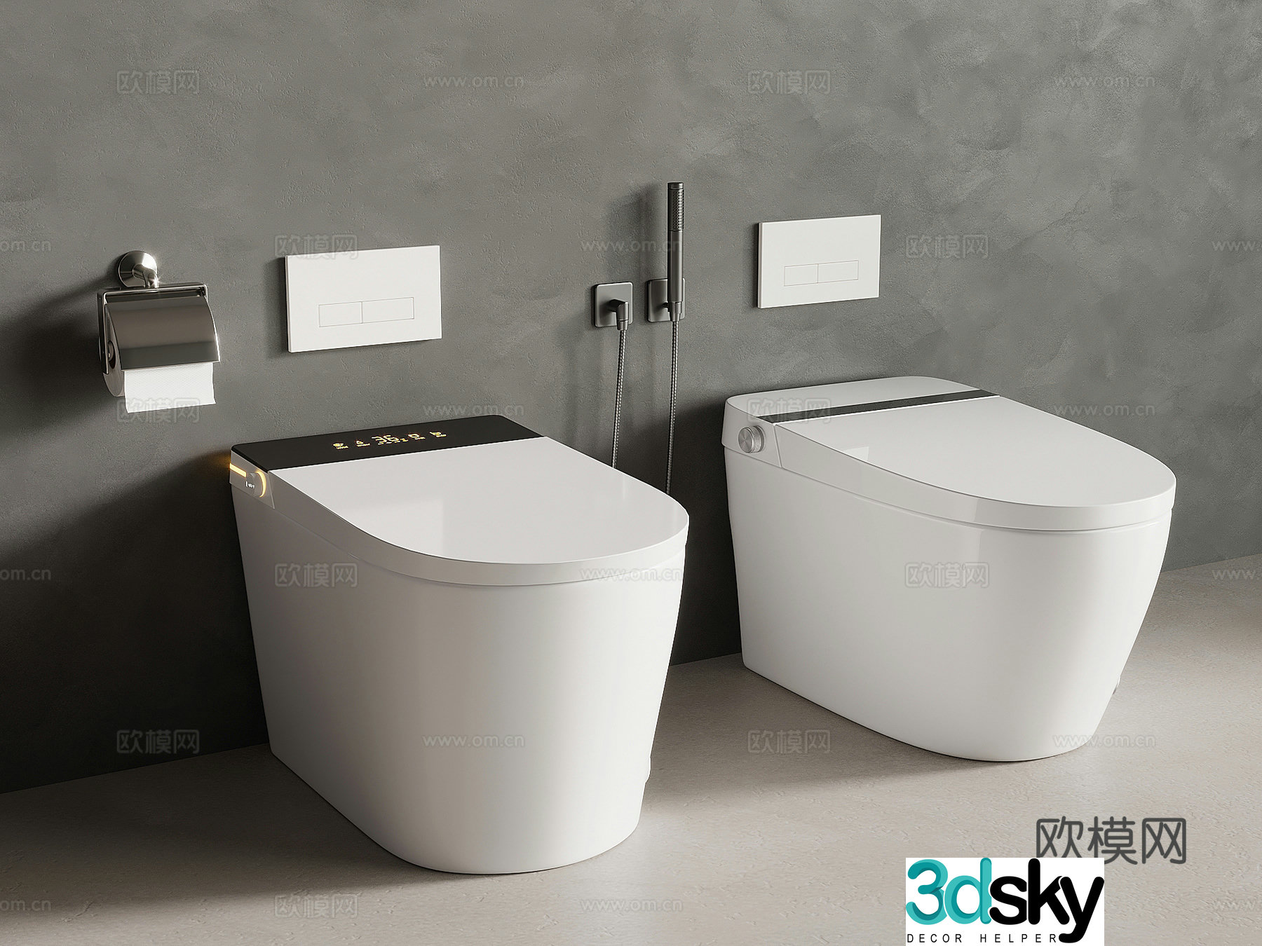 Modern smart toilet seat 3D model
