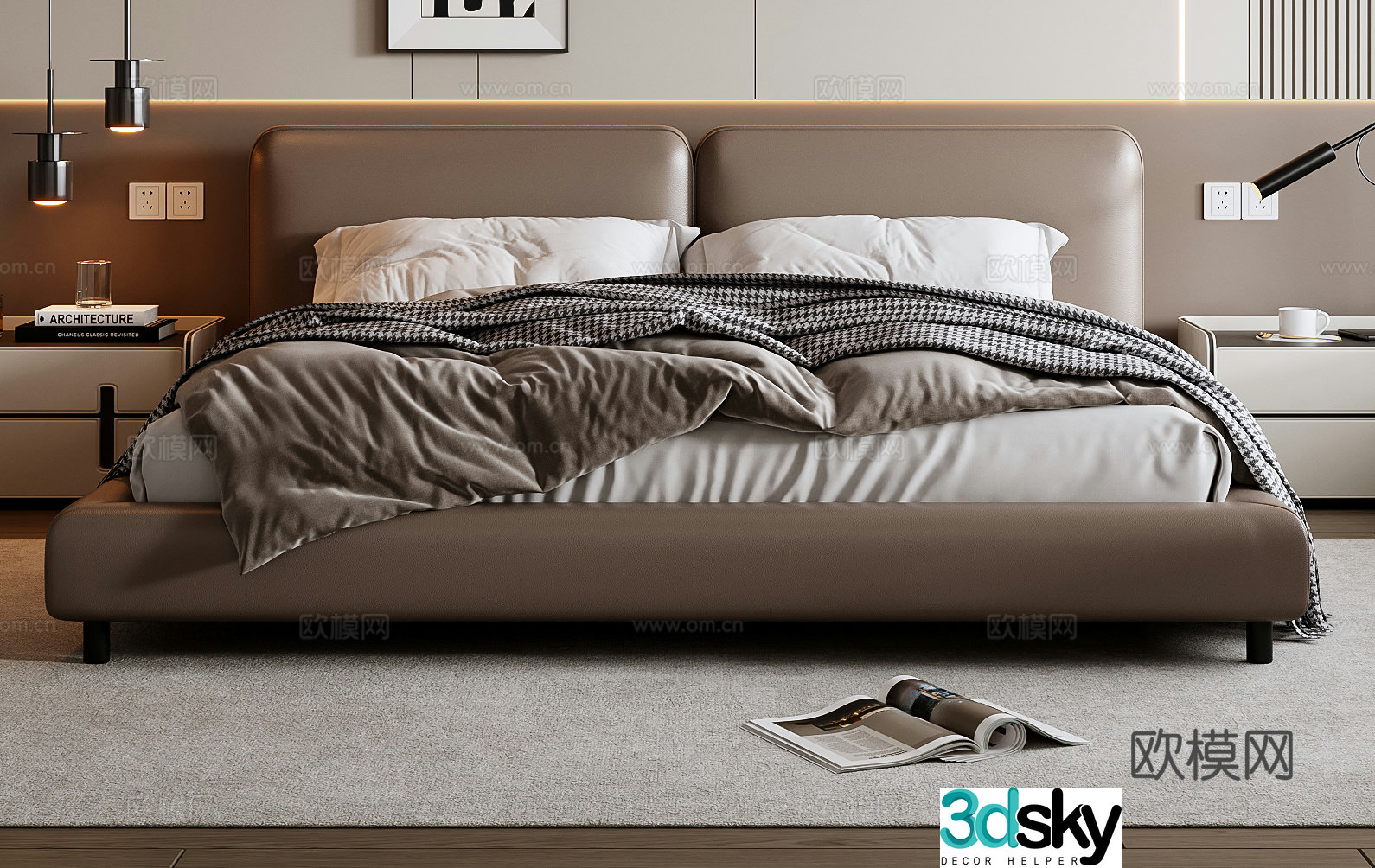 Italian double bed 3d model