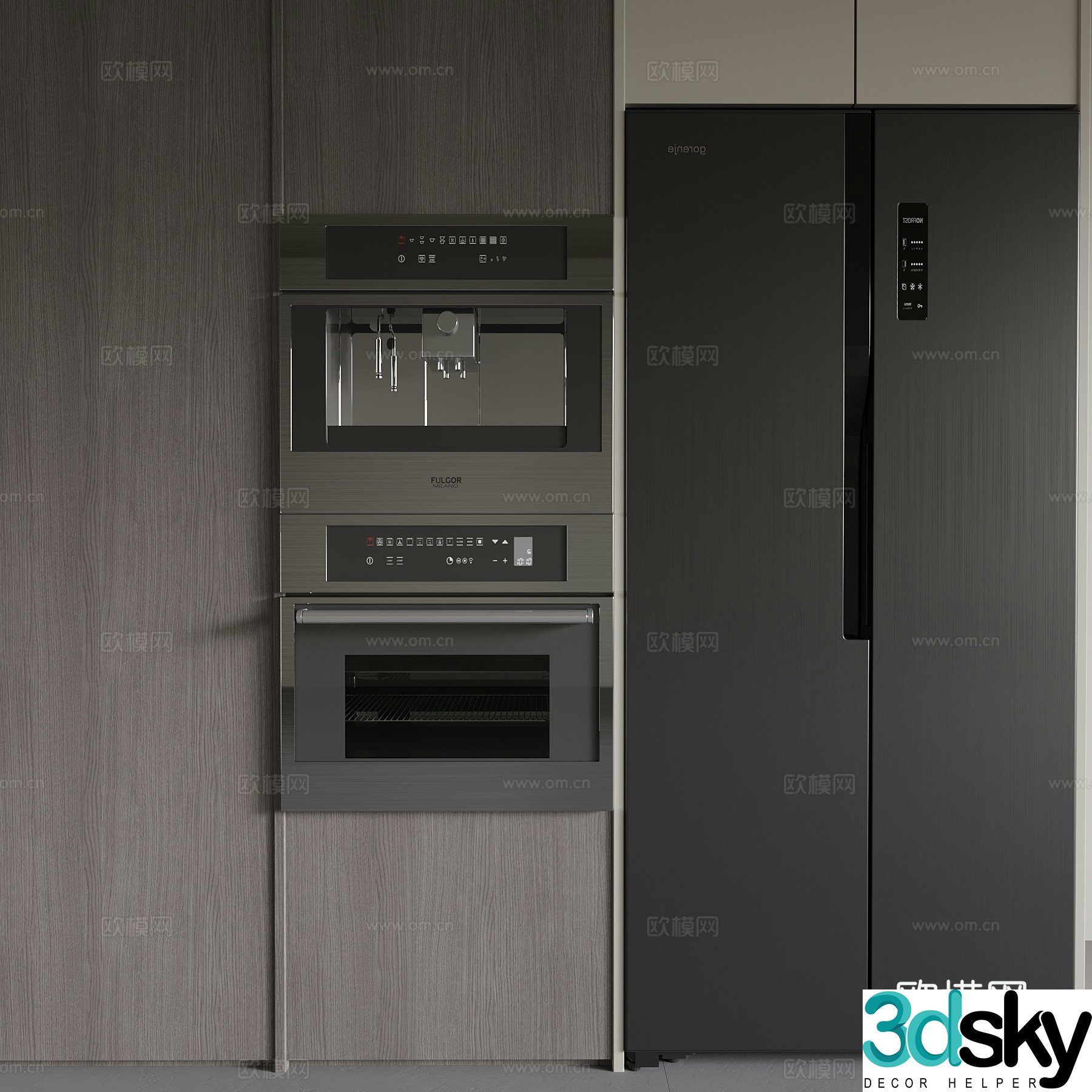 Modern refrigerator refrigerator cabinet oven 3d model