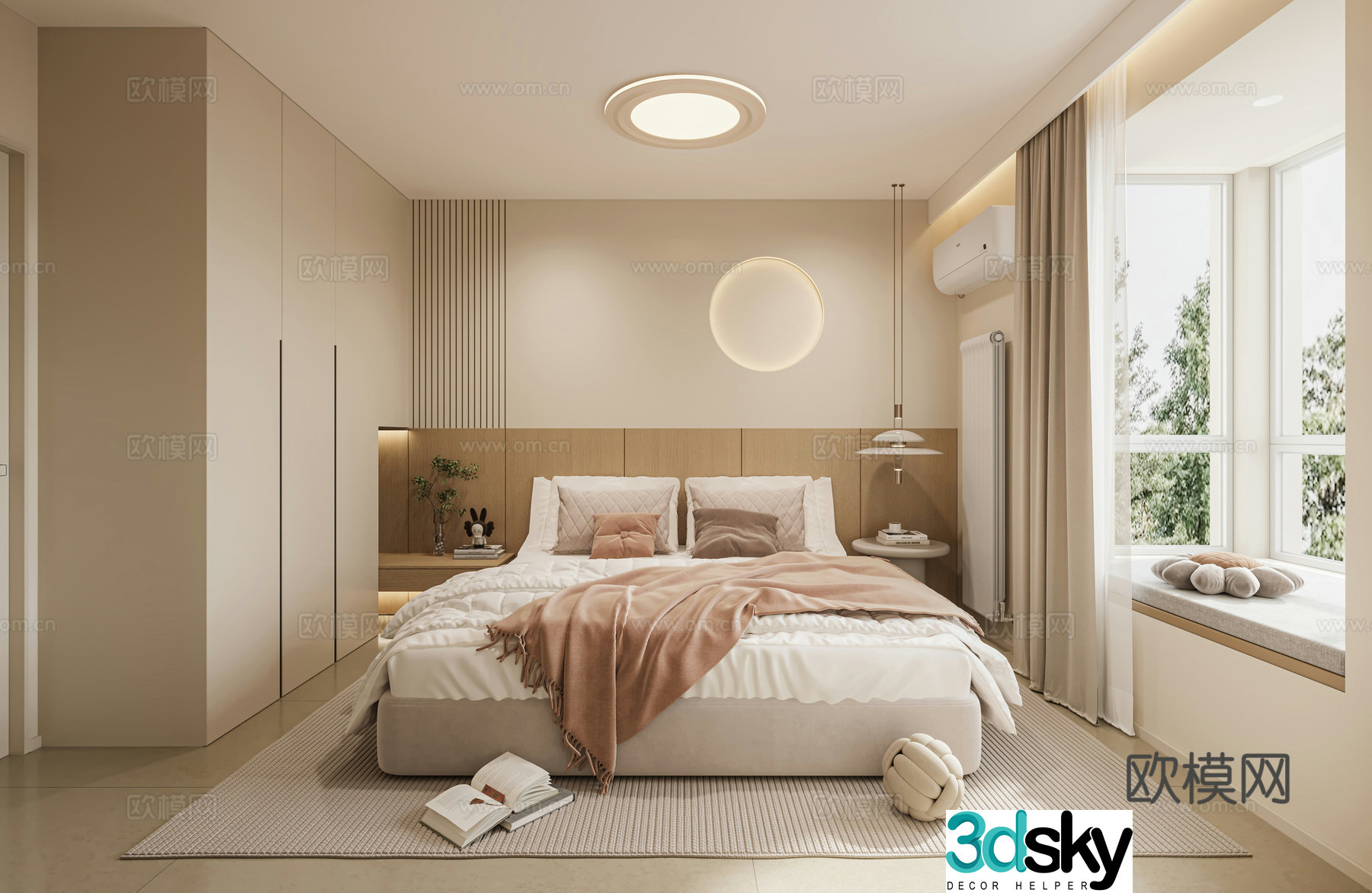Creamy Bedroom 3d Model