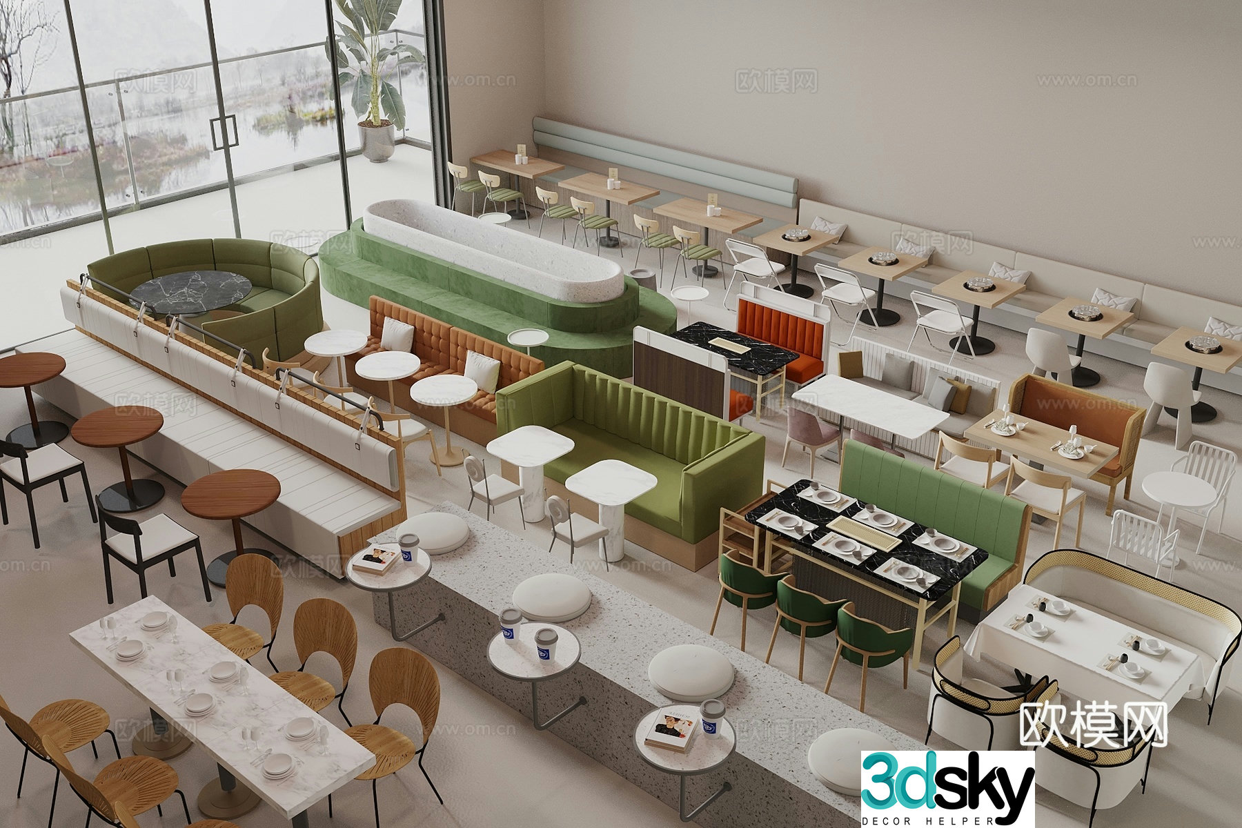 Modern card holder sofa Restaurant card holder leather sofa Double sofa Bar card holder sofa 3D model