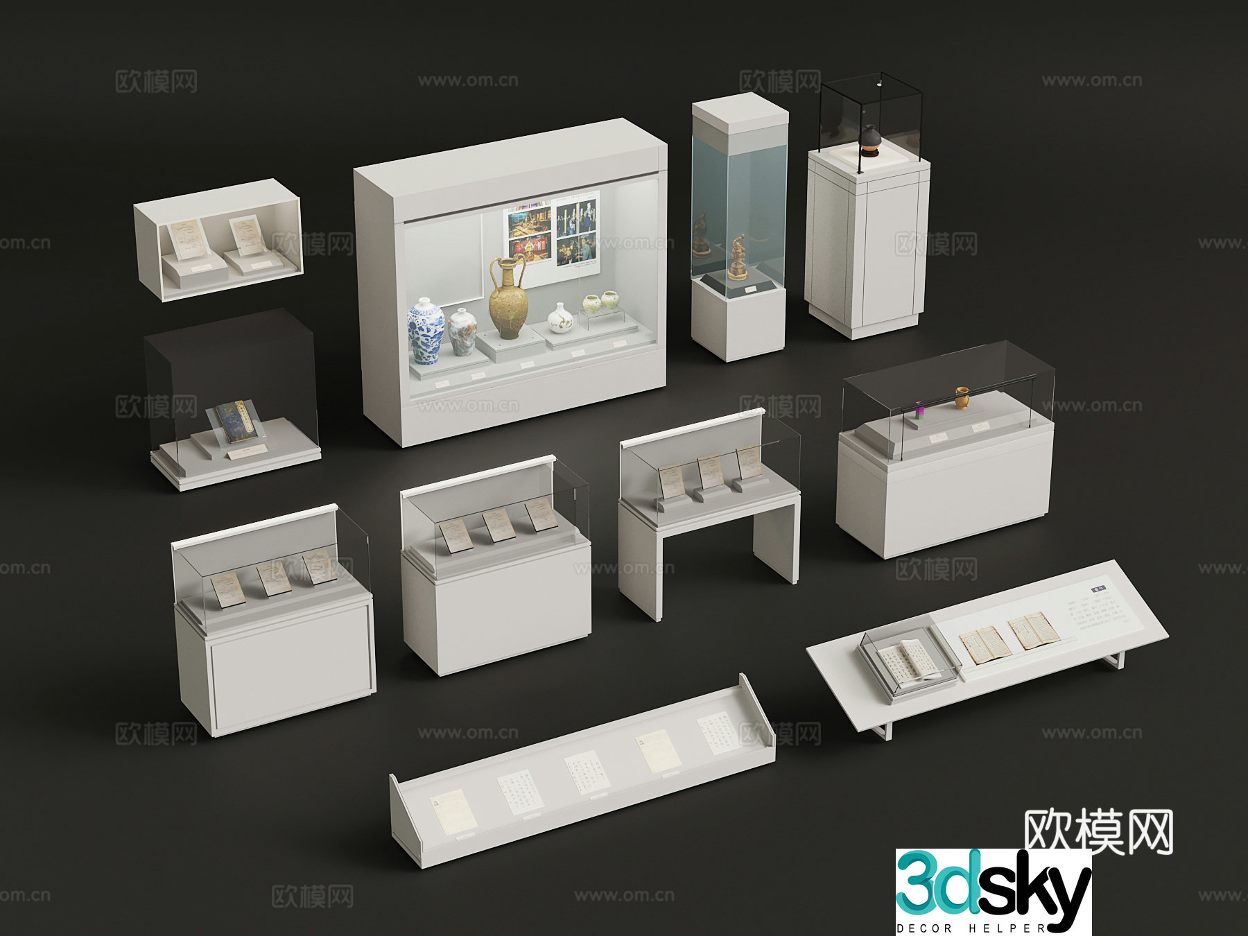 Cultural Relics Showcase Display Station 3D Model