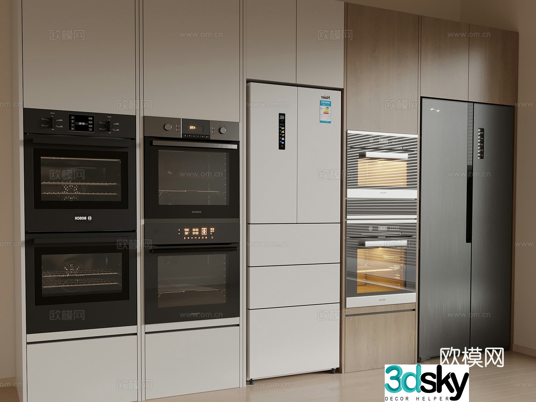 Modern refrigerator refrigerator cabinet oven 3d model