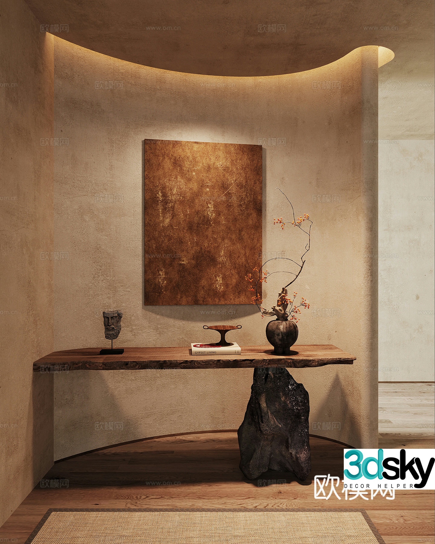 Middle-aged style end viewing platform 3D model