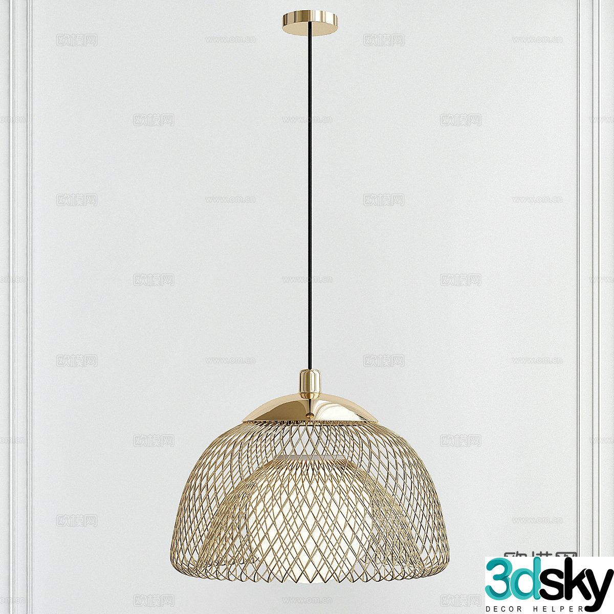 New Chinese mesh metal chandeliers 3D model