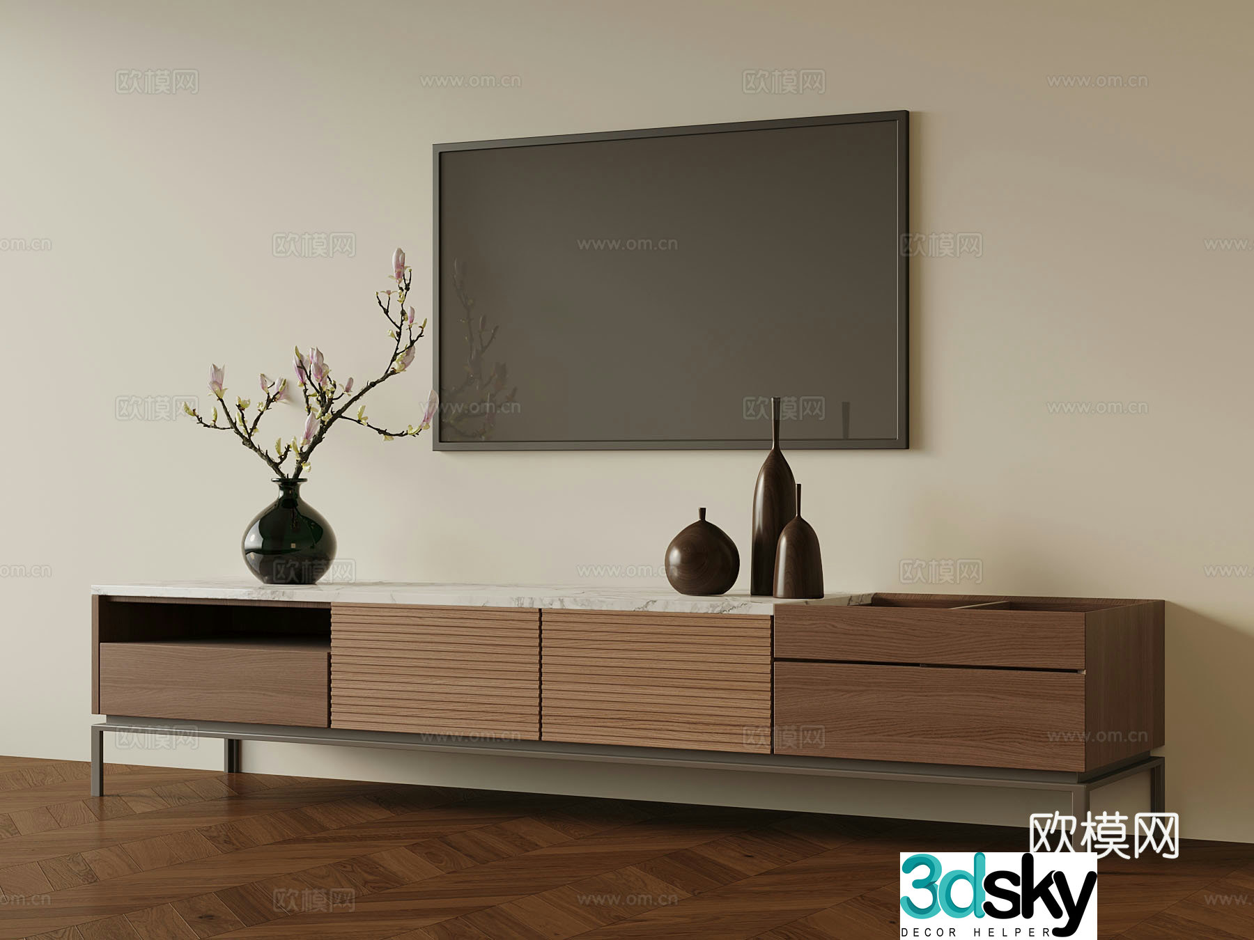 New Chinese TV cabinet decoration 3D model