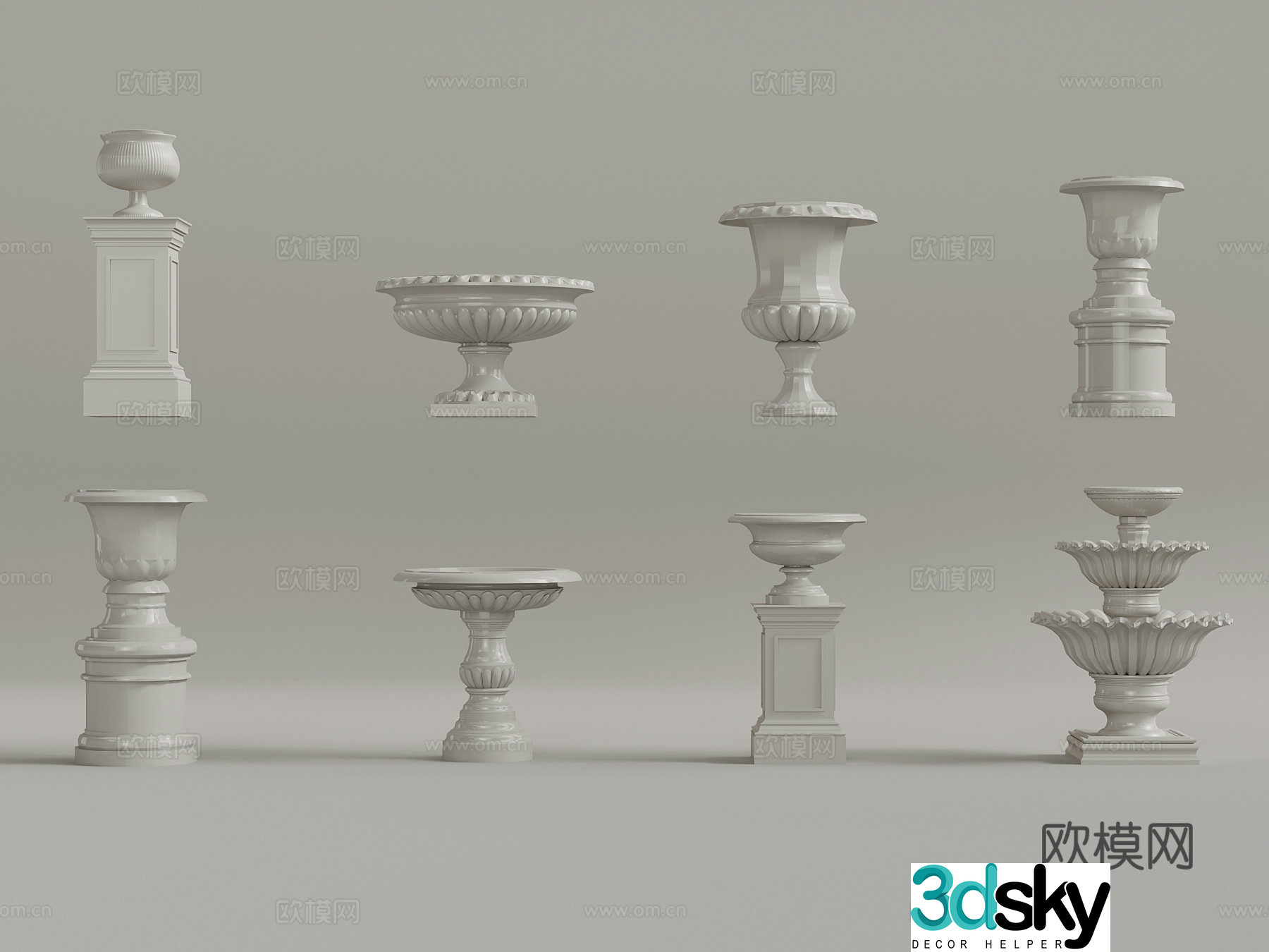 Flower bowl European style flower bowl flower bed 3D model