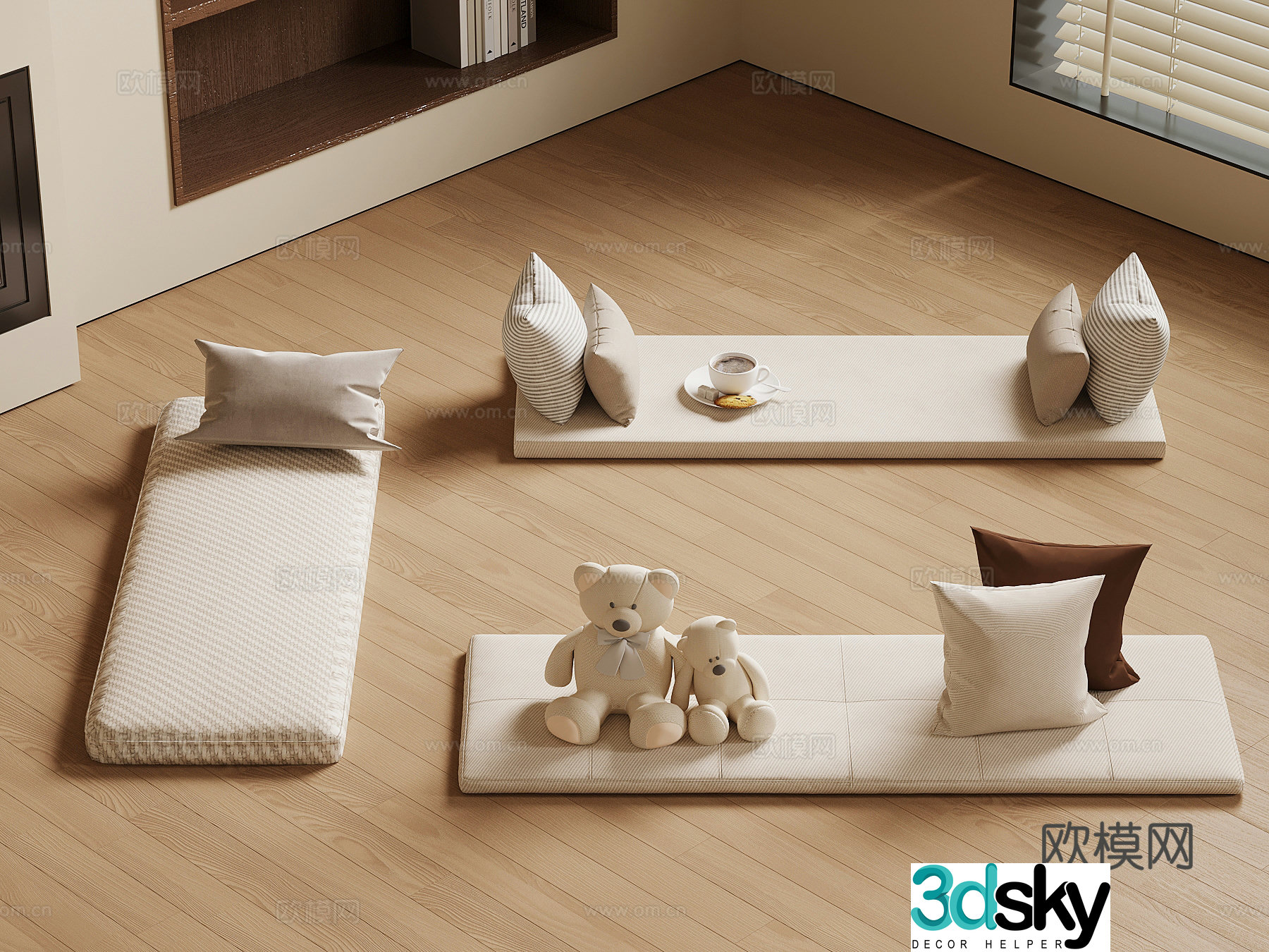 Modern seat cushion bay window cushion sofa cushion 3d model
