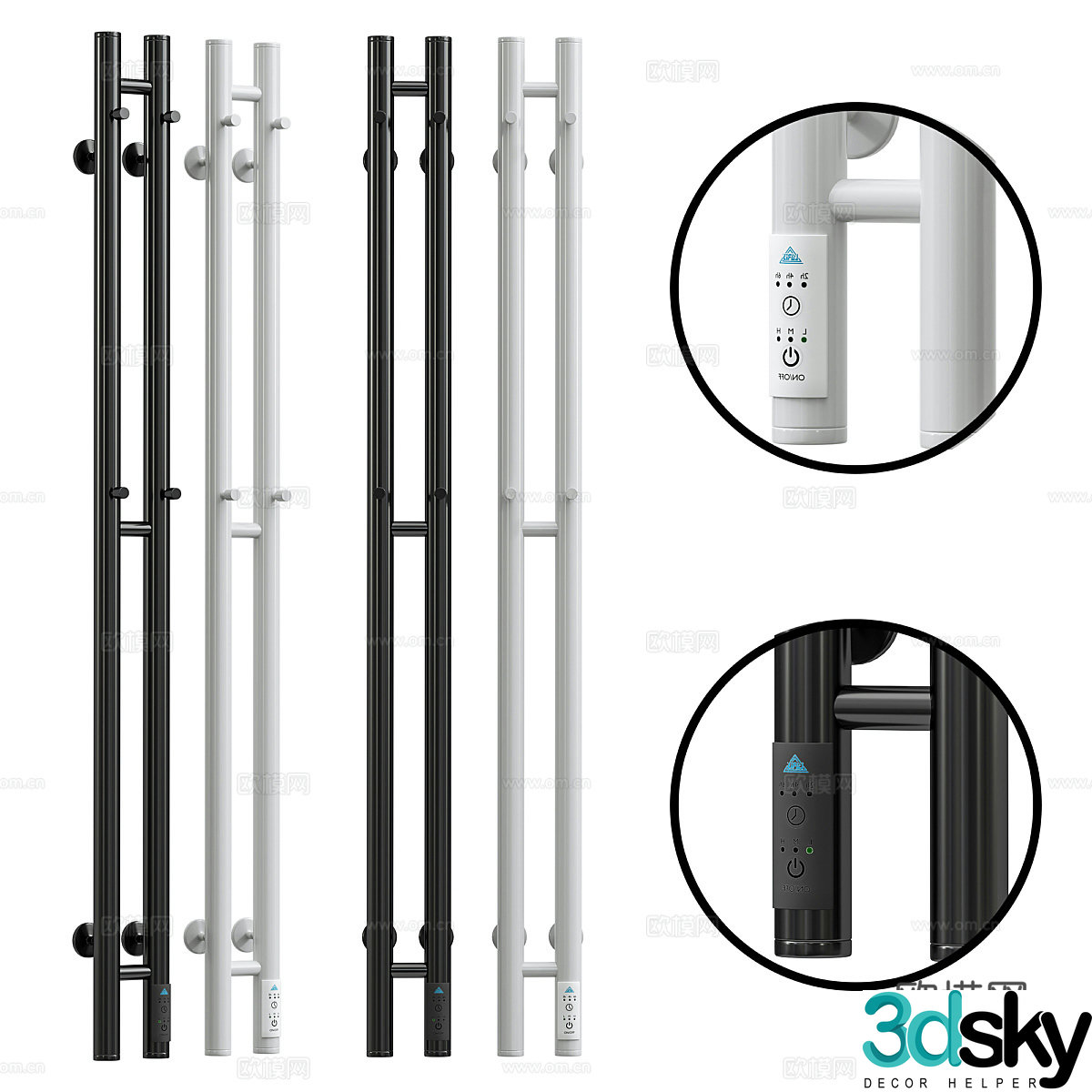 Modern Italian Laris thermostat electric towel rack 3d model
