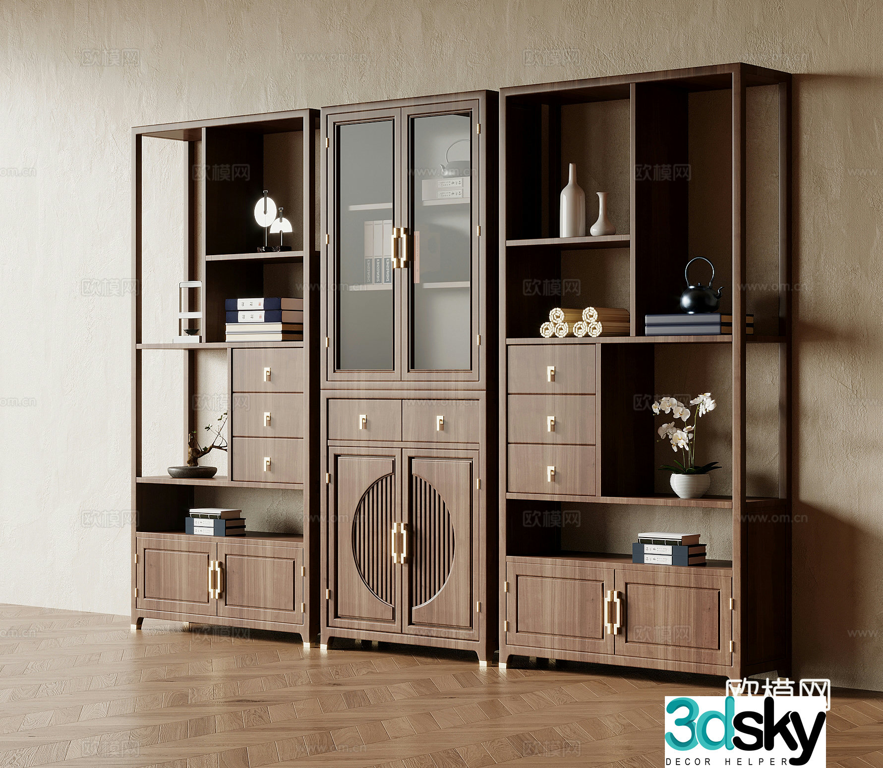 New Chinese style 3D model of Bo Gu shelf