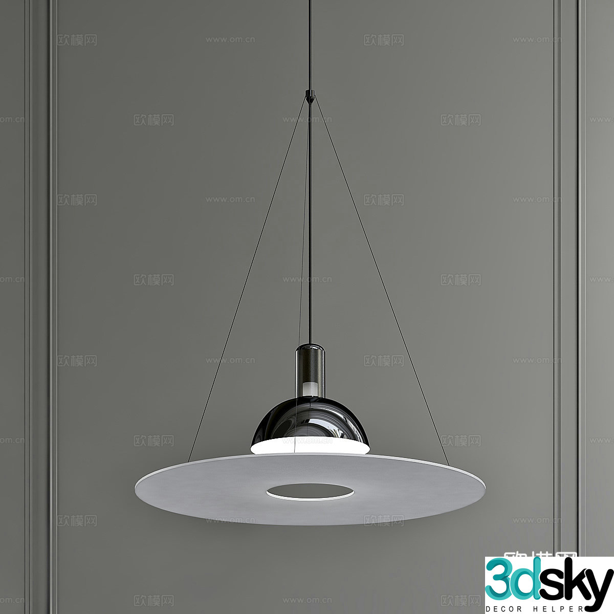 New Chinese style decorative chandelier 3D model