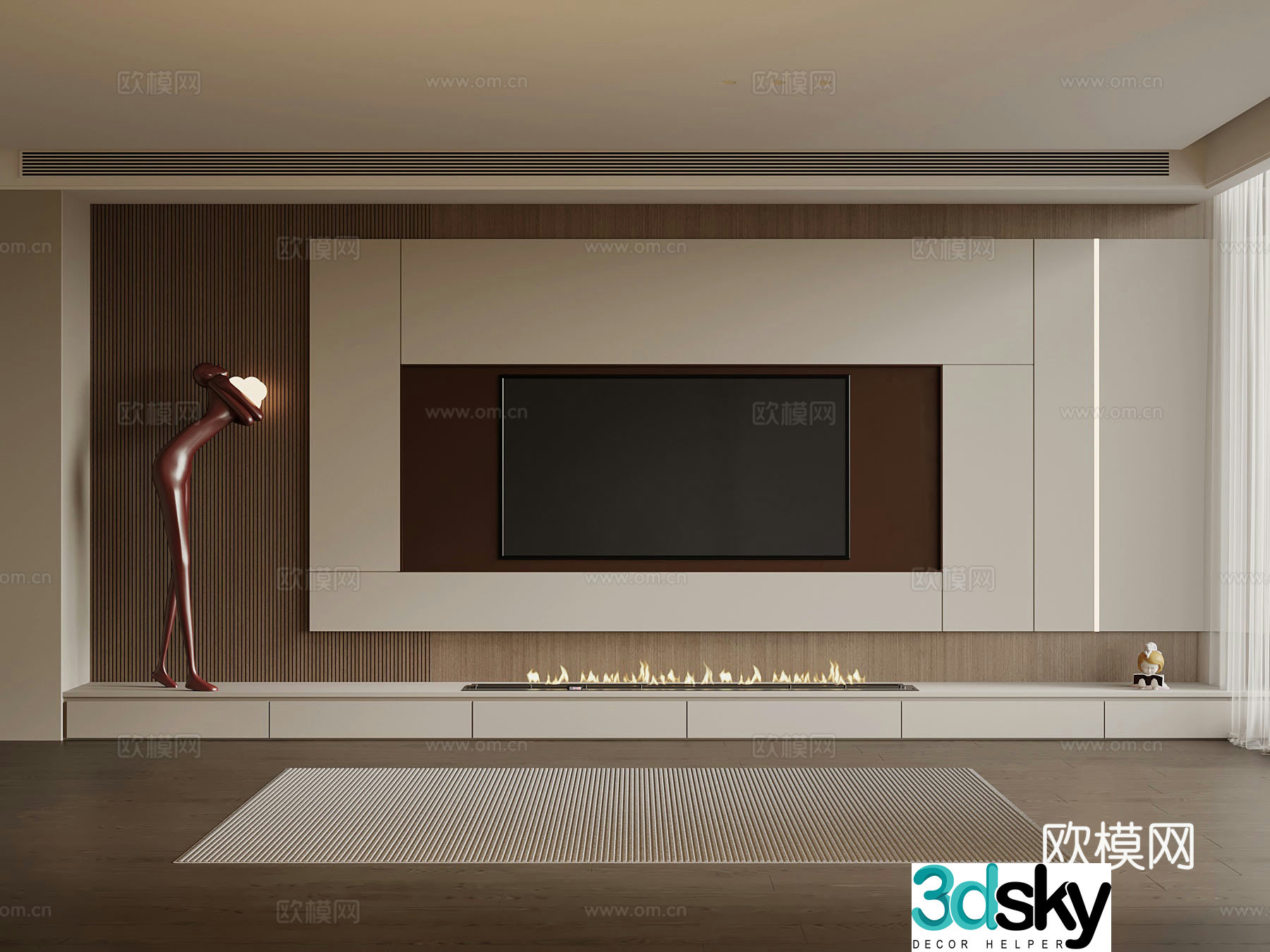 TV background wall Italian modern background wall 3d model