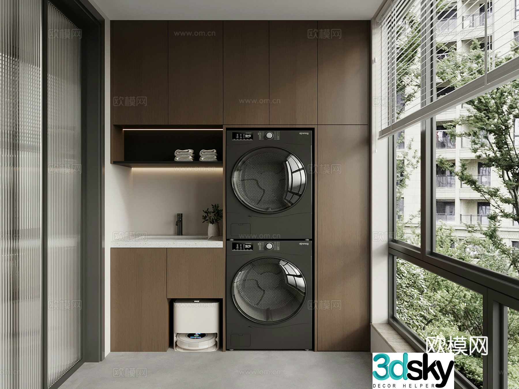 Italian balcony balcony washing machine cabinet 3d model