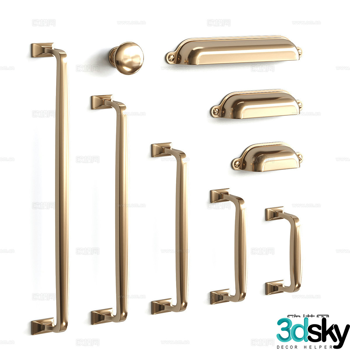 American light luxury Vernon Collection furniture handle 3D model
