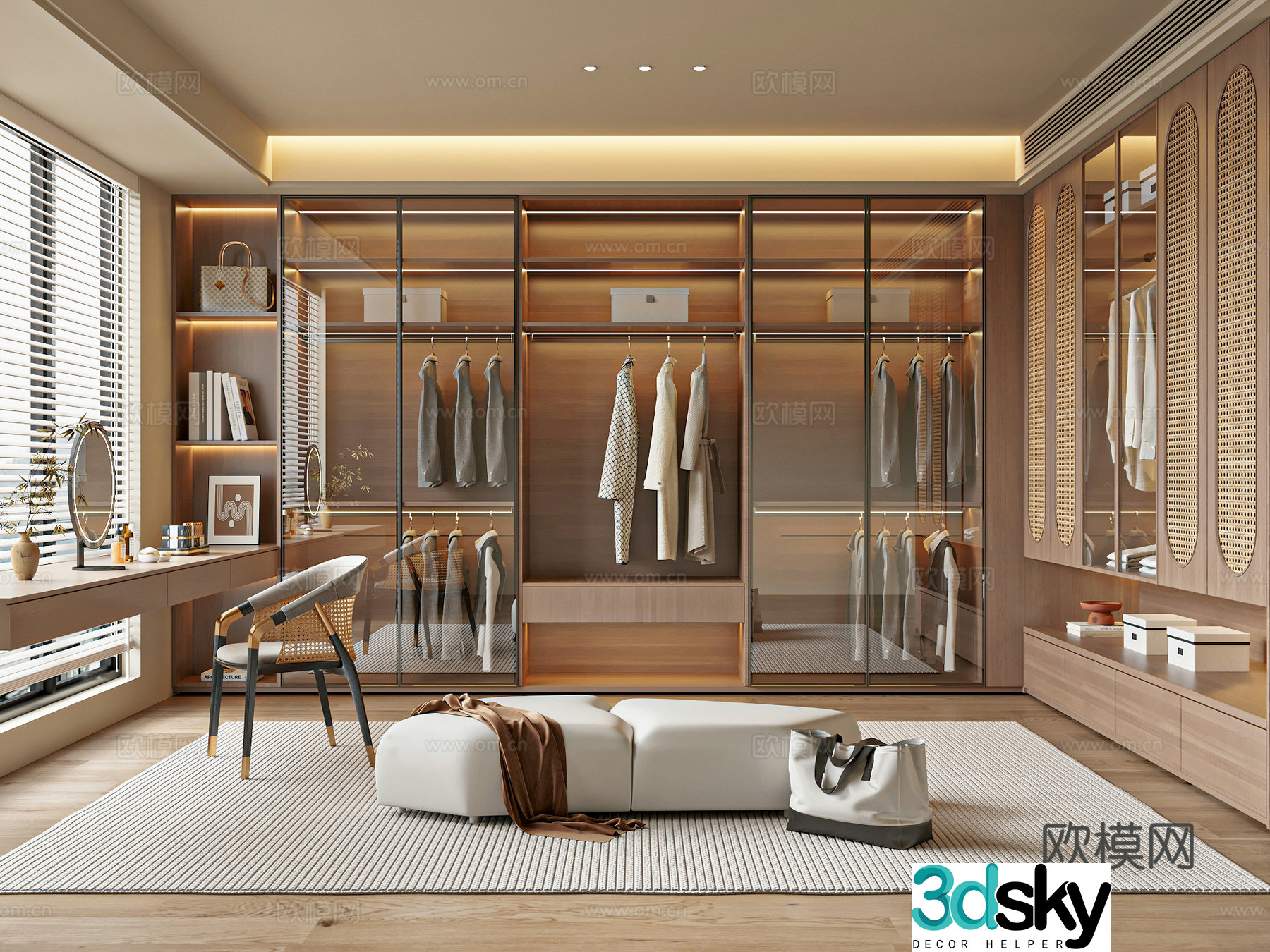 Modern medieval windbreaker wardrobe dressing table 3d model