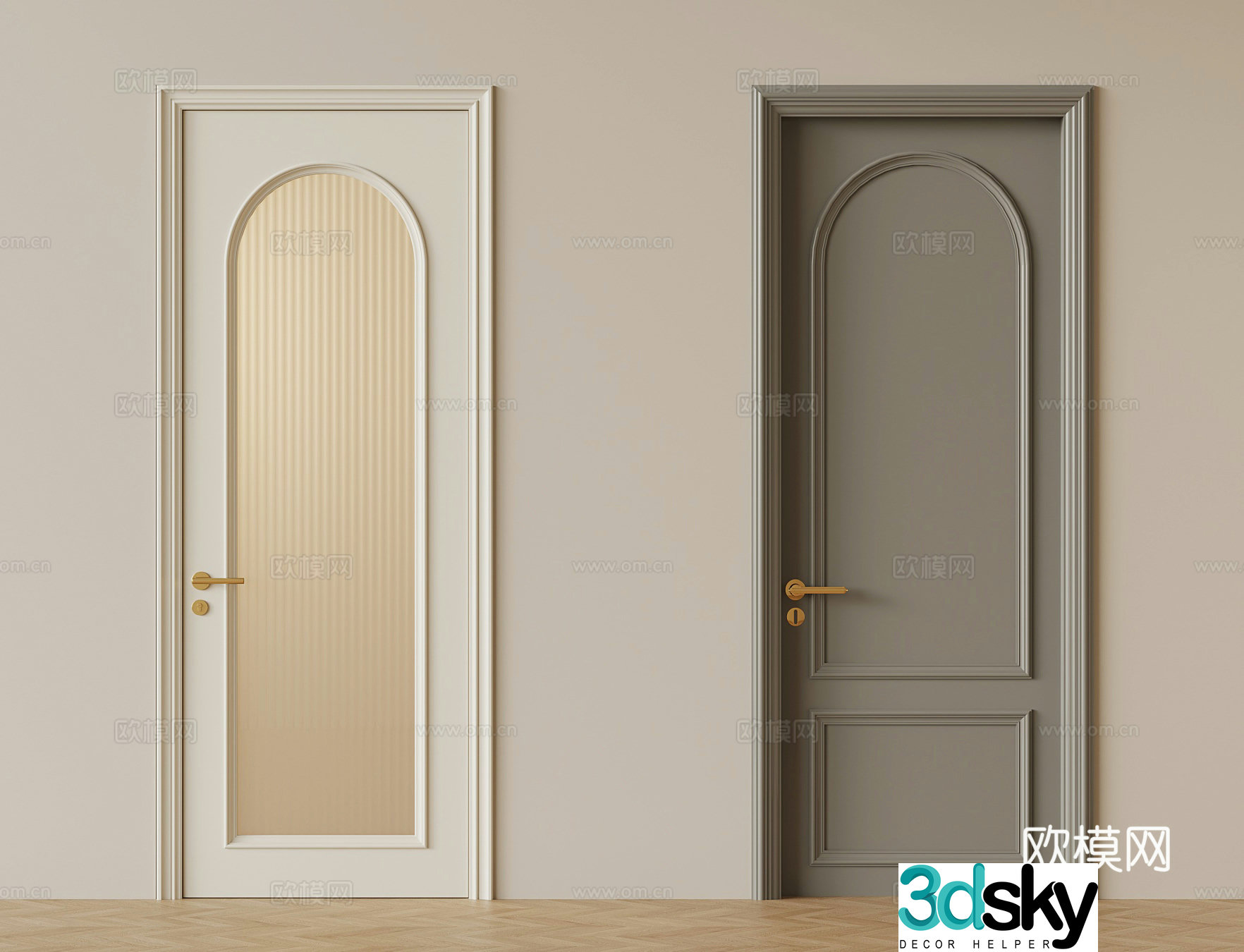 French cream single door 3D model
