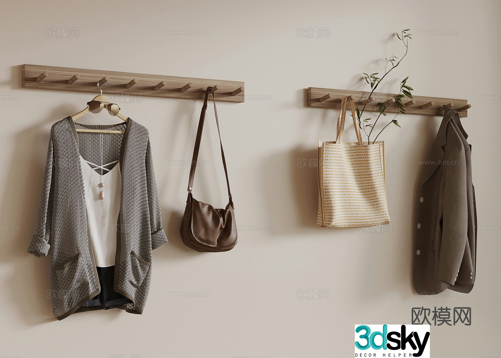 Modern clothes hook clothes board 3d model
