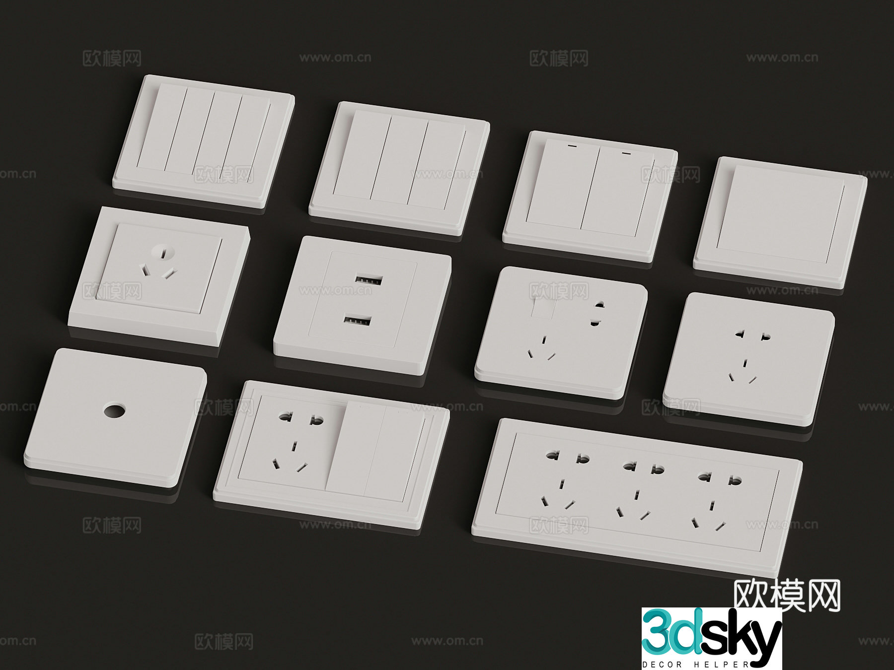 Modern socket socket combination 3d model