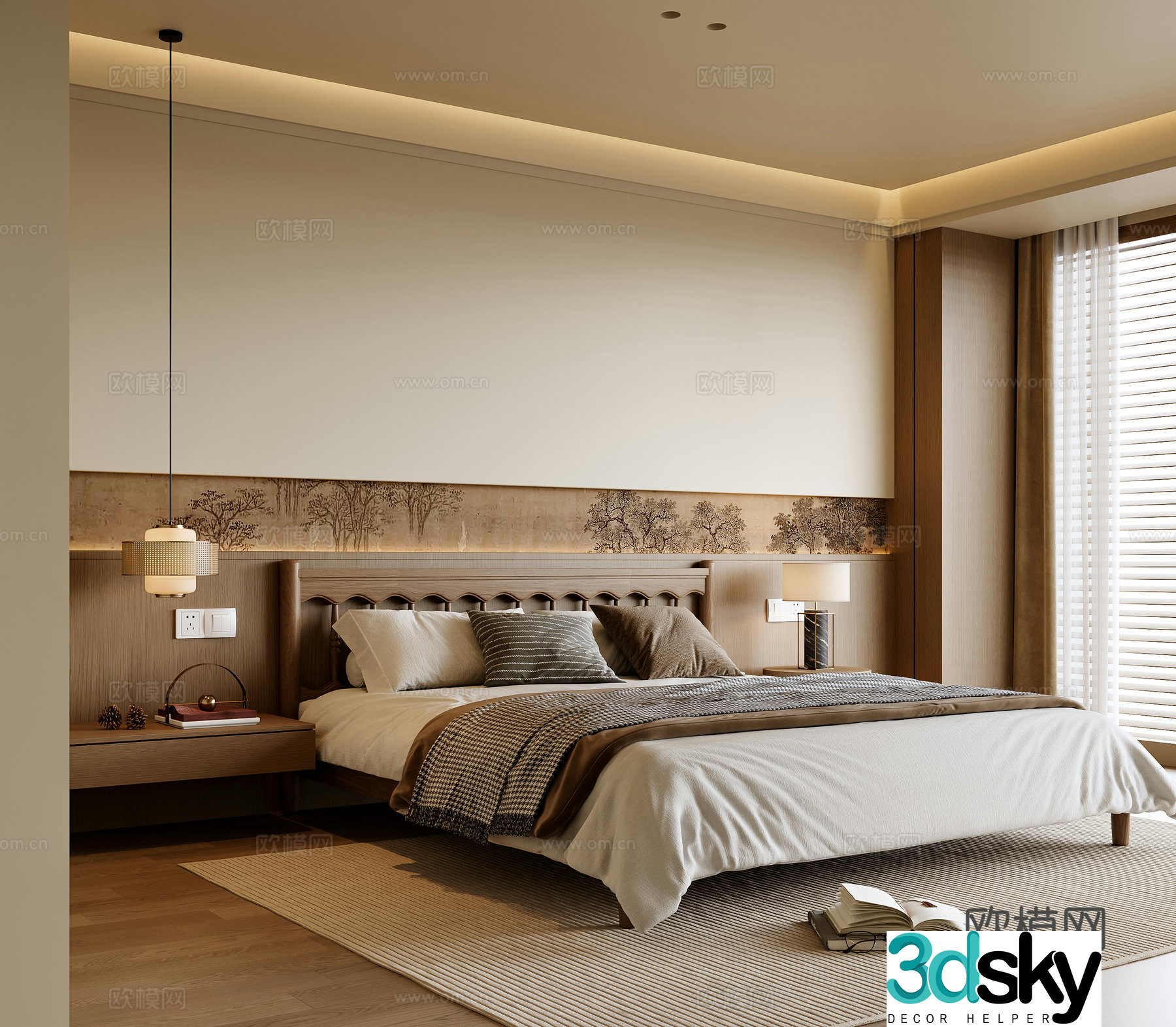 New Chinese bedroom 3D model
