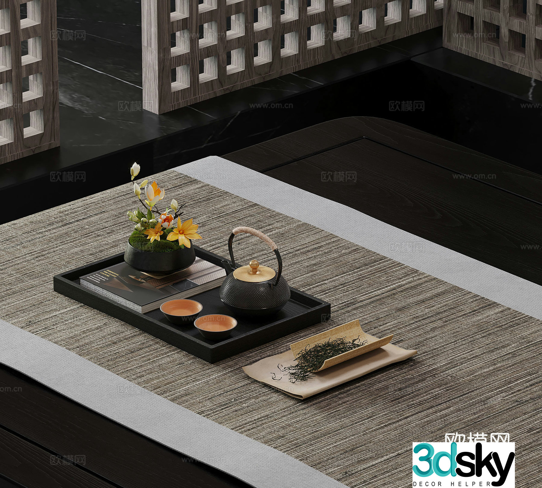 Tea set New Chinese style tea set Teapot Tea cup 3D model