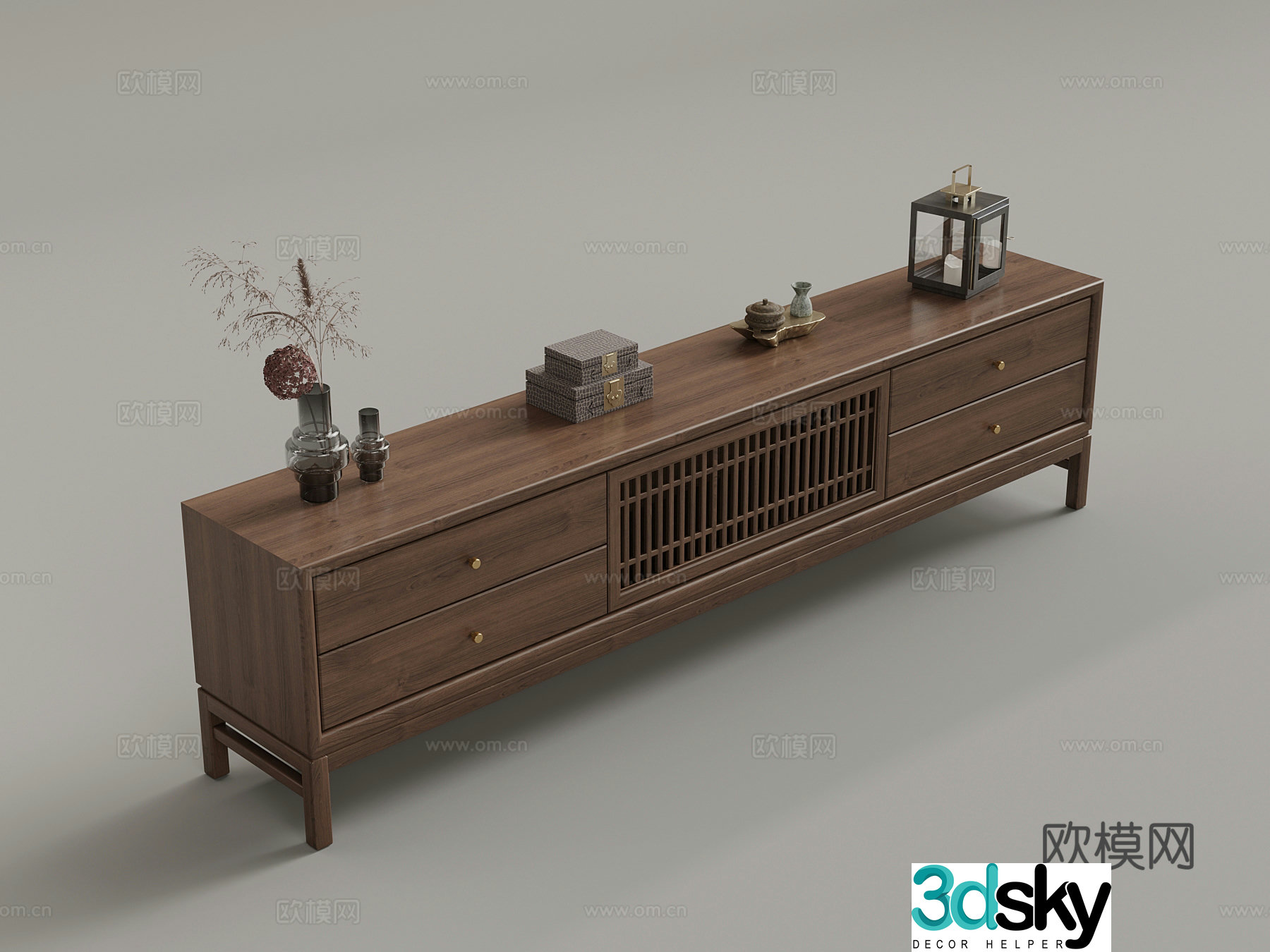 TV cabinet New Chinese TV cabinet Ornament 3D Model
