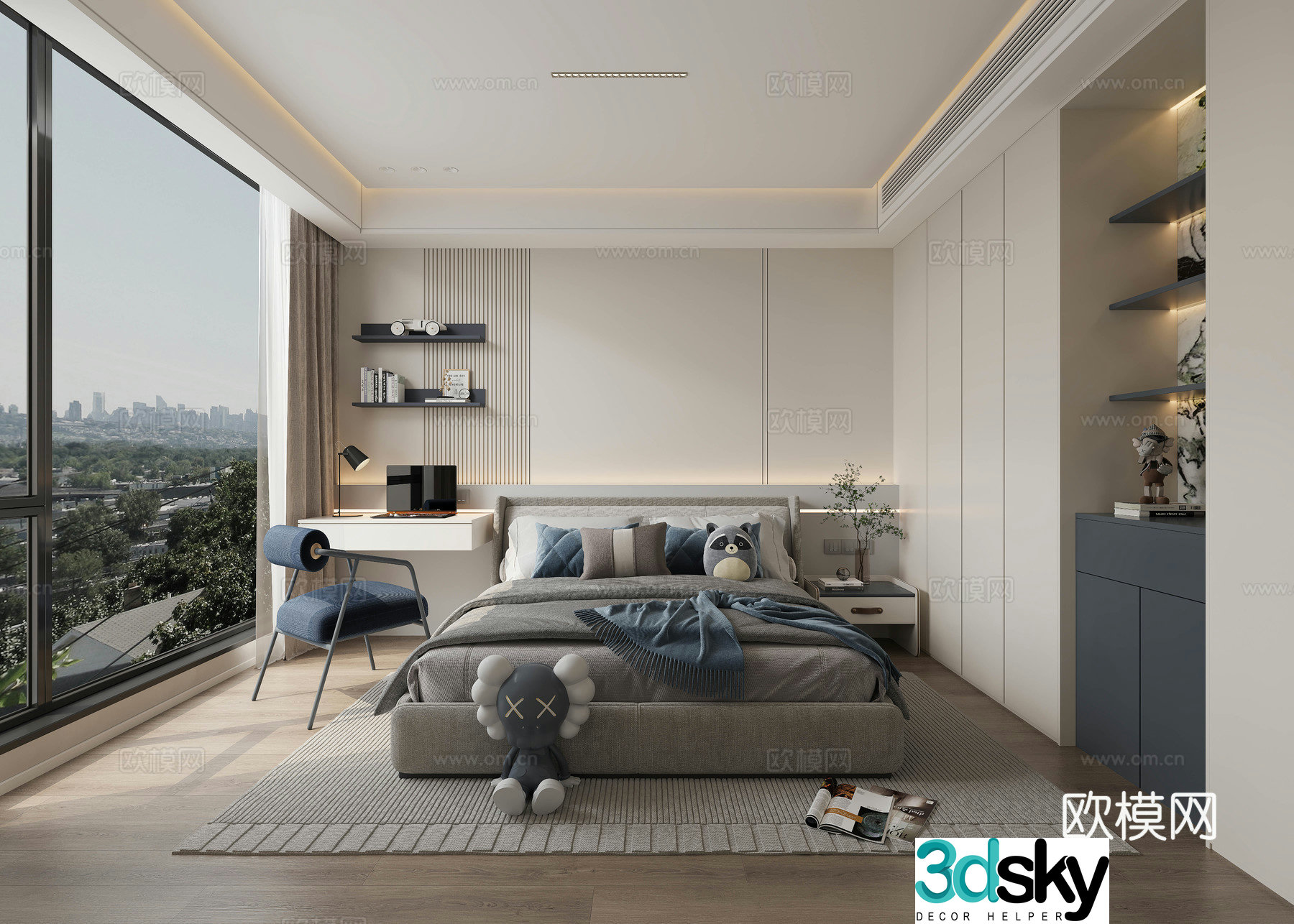 Modern boy room 3d model