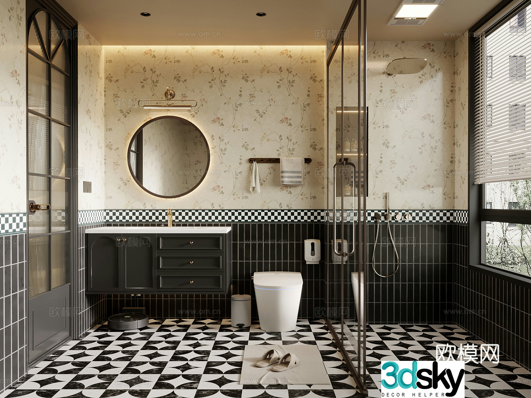 French bathroom bathroom cabinet toilet 3d model