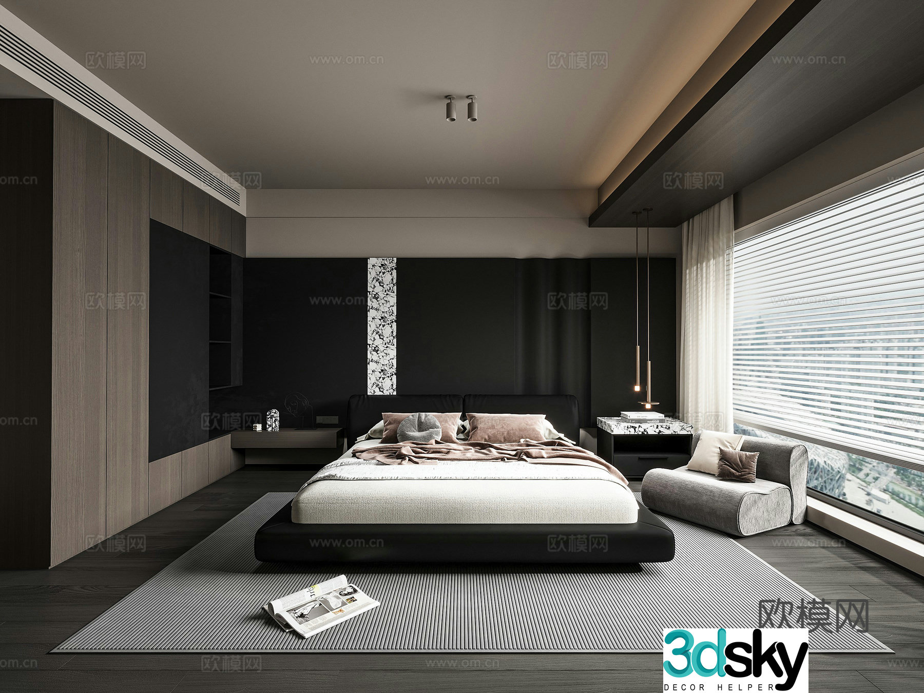 Modern bedroom master bedroom 3d model