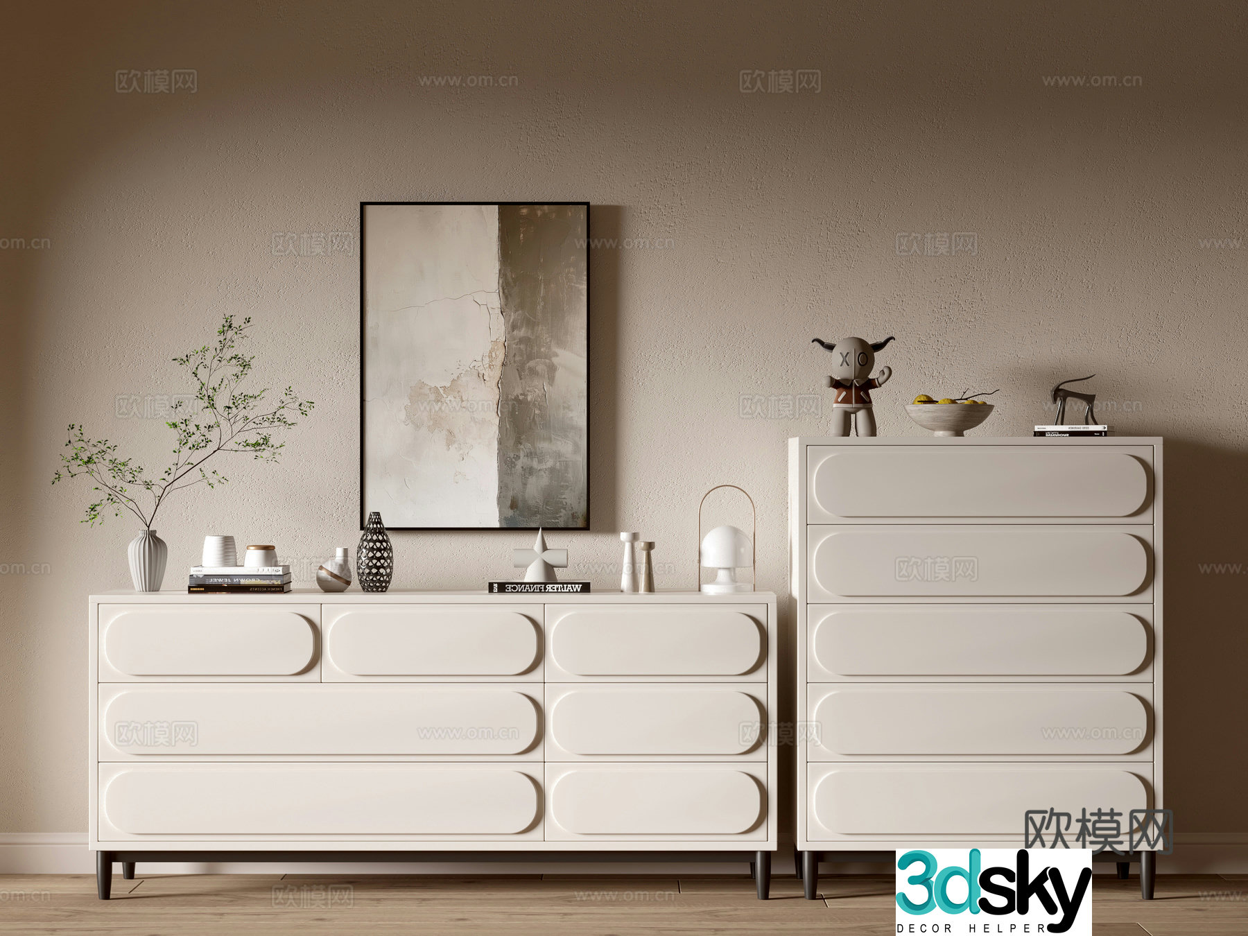 Modern cream style bookcase whole cabinet sideboard balcony cabinet storage cabinet entrance entrance entrance cabinet 3D model