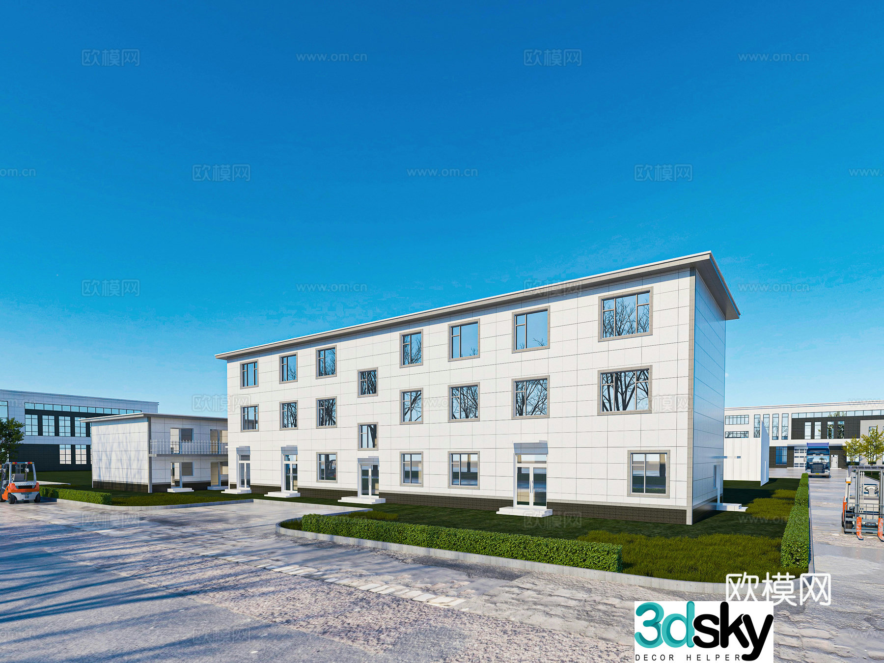 3D model of factory office building appearance