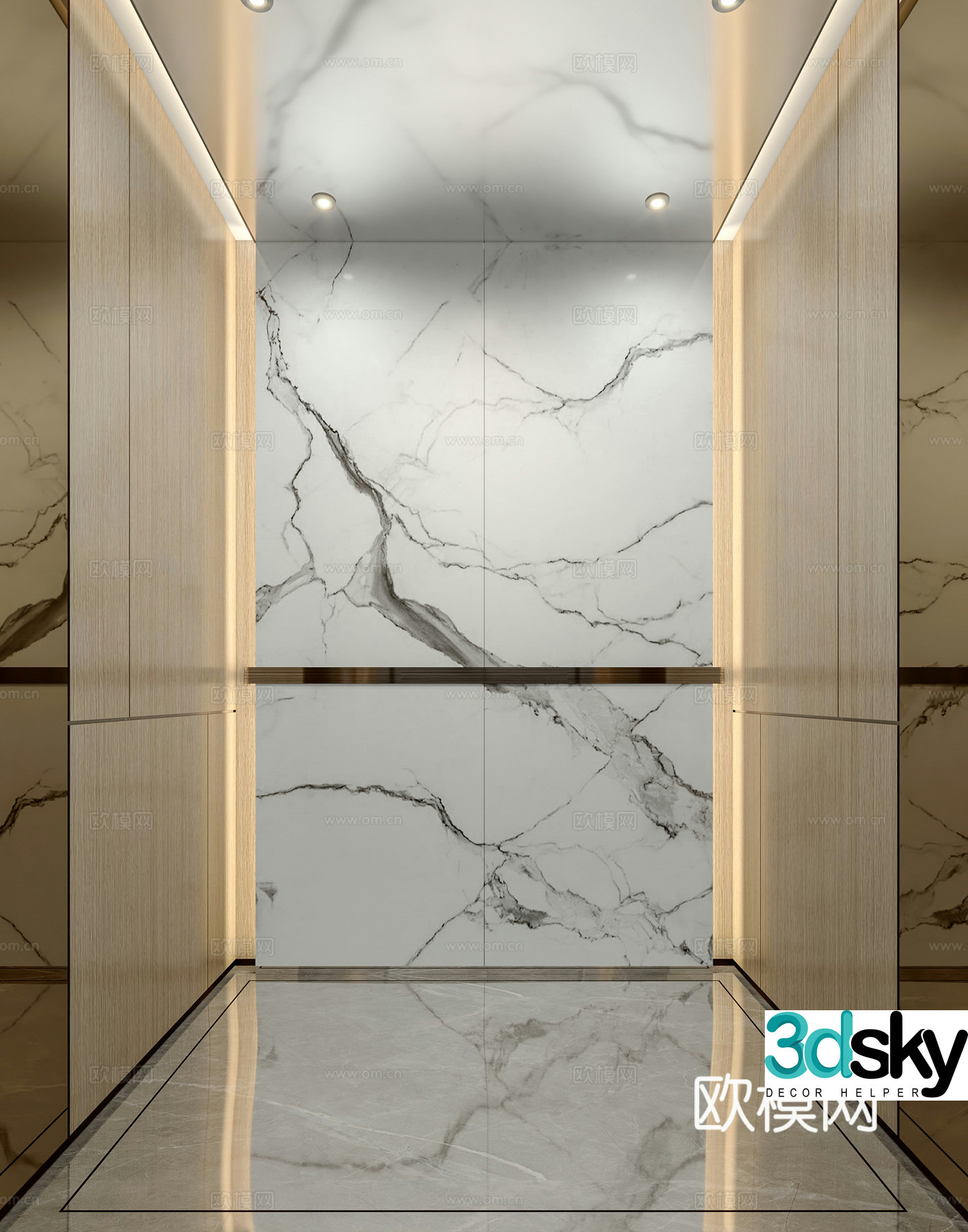 Modern elevator car 3d model