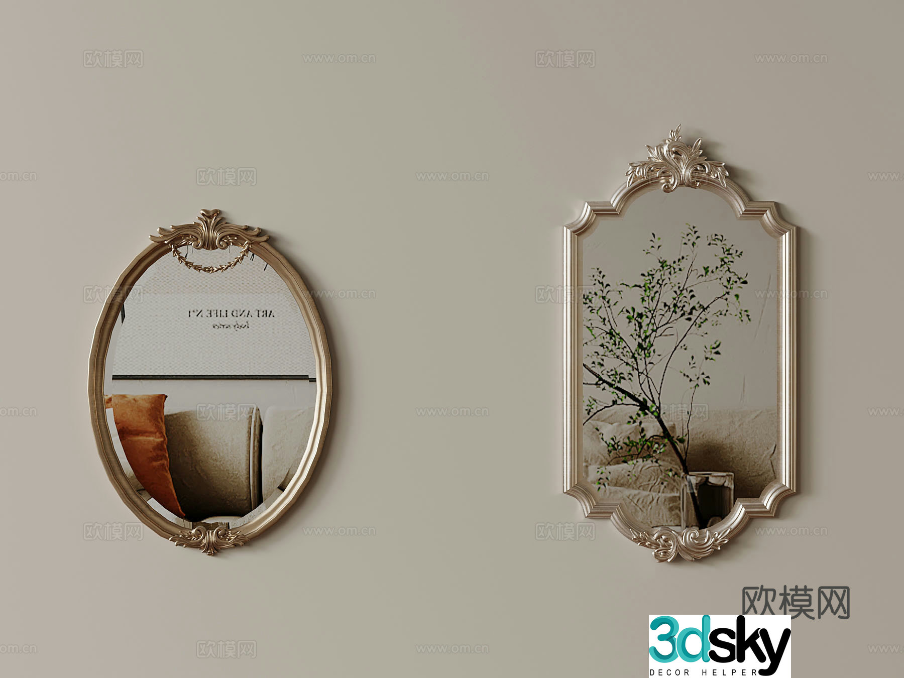 French mirror bathroom mirror 3d model