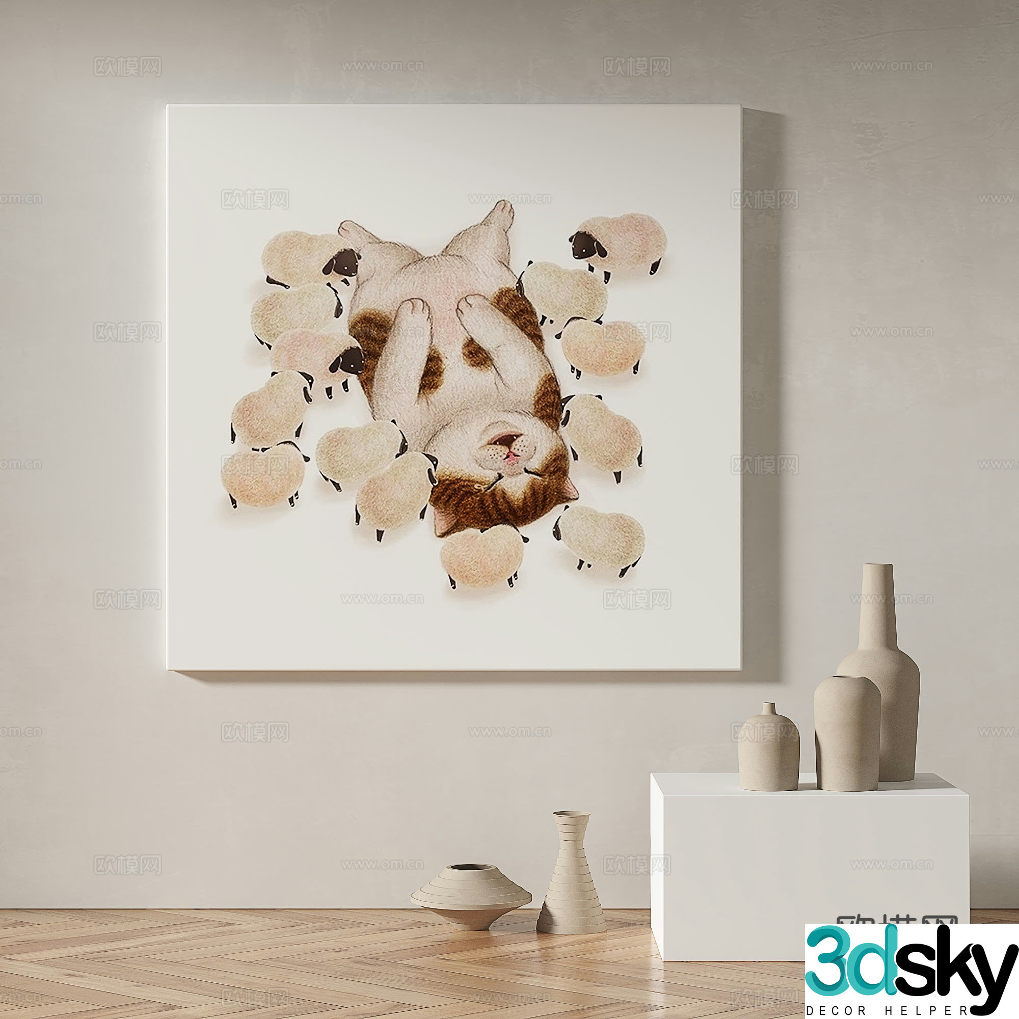 Modern minimalist abstract decorative painting 3d model