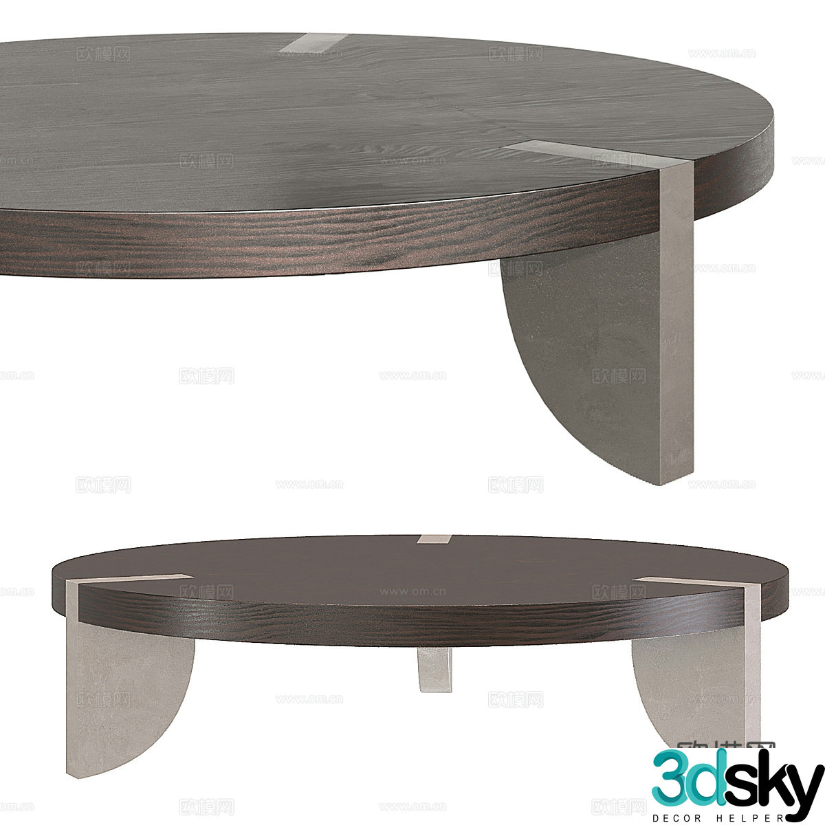 Modern Italian Zepo Round Coffee Table 3D Model